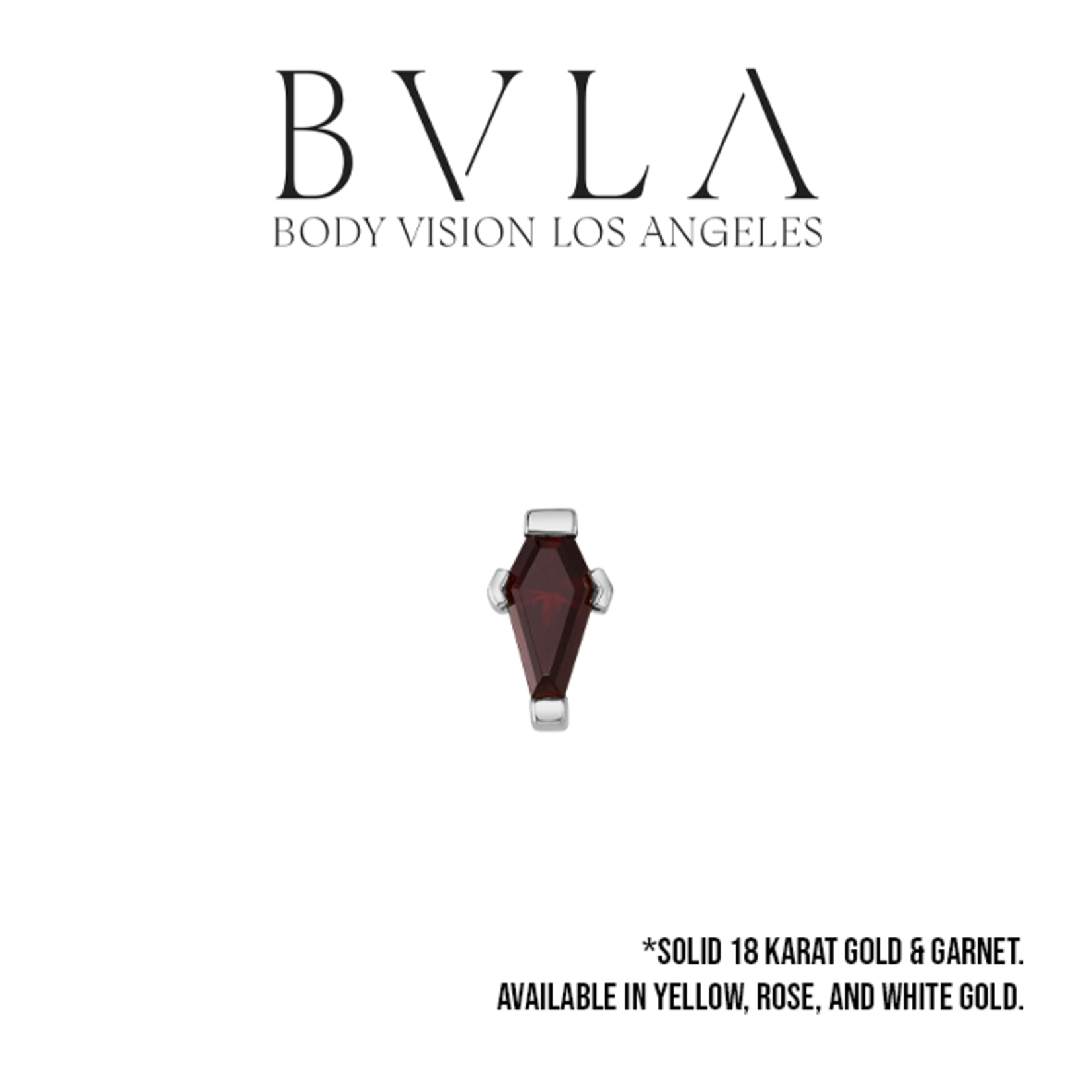 BVLA BVLA 16g "Coffin Prong" threaded end with 4.5x2.5 Coffin-Cut Garnet