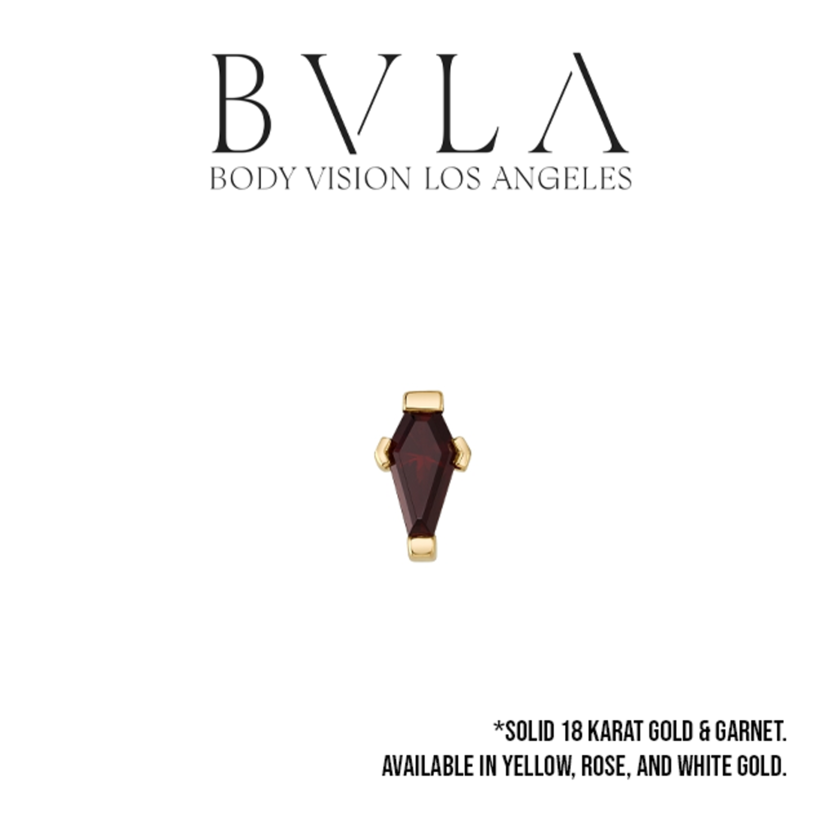 BVLA BVLA 16g "Coffin Prong" threaded end with 4.5x2.5 Coffin-Cut Garnet