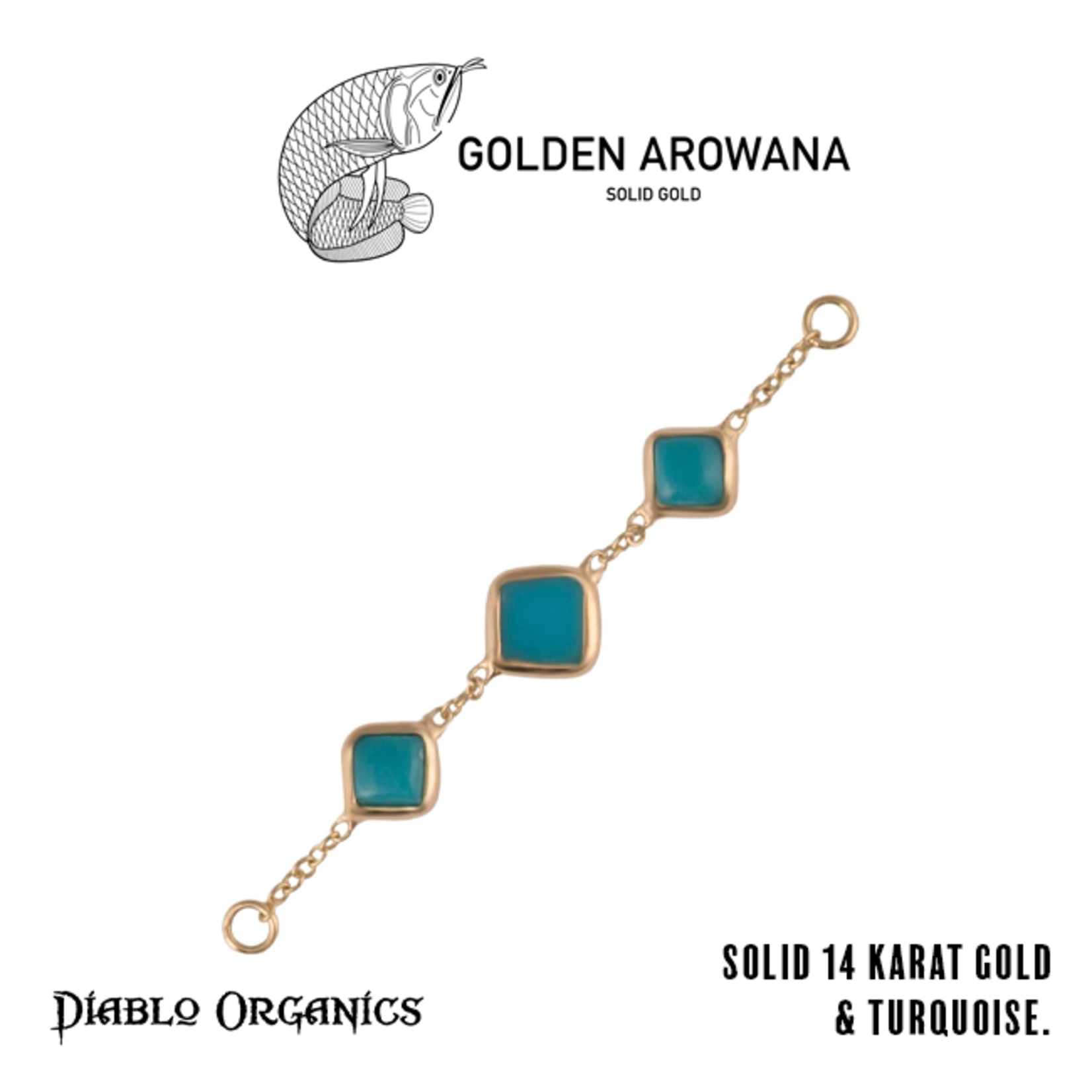 Golden Arowana by Diablo Organics Golden Arowana by Diablo Organics Yellow Gold Chain with 3 Stones