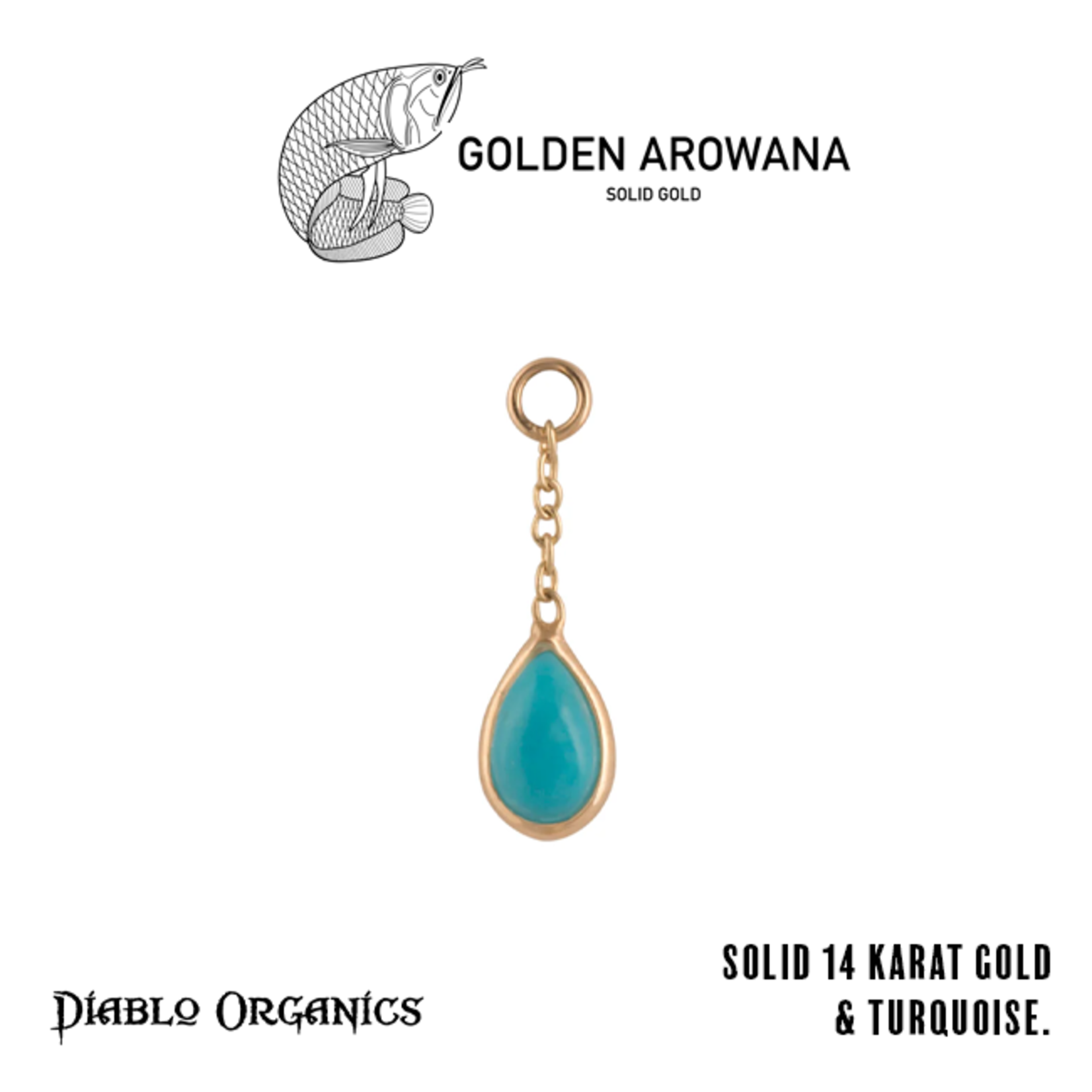 Golden Arowana by Diablo Organics Golden Arowana by Diablo Organics 13.0 yellow gold charm with teardrop cut stones