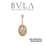 BVLA BVLA Rose Gold 14g "Oval Raine" Navel Curve with CZ