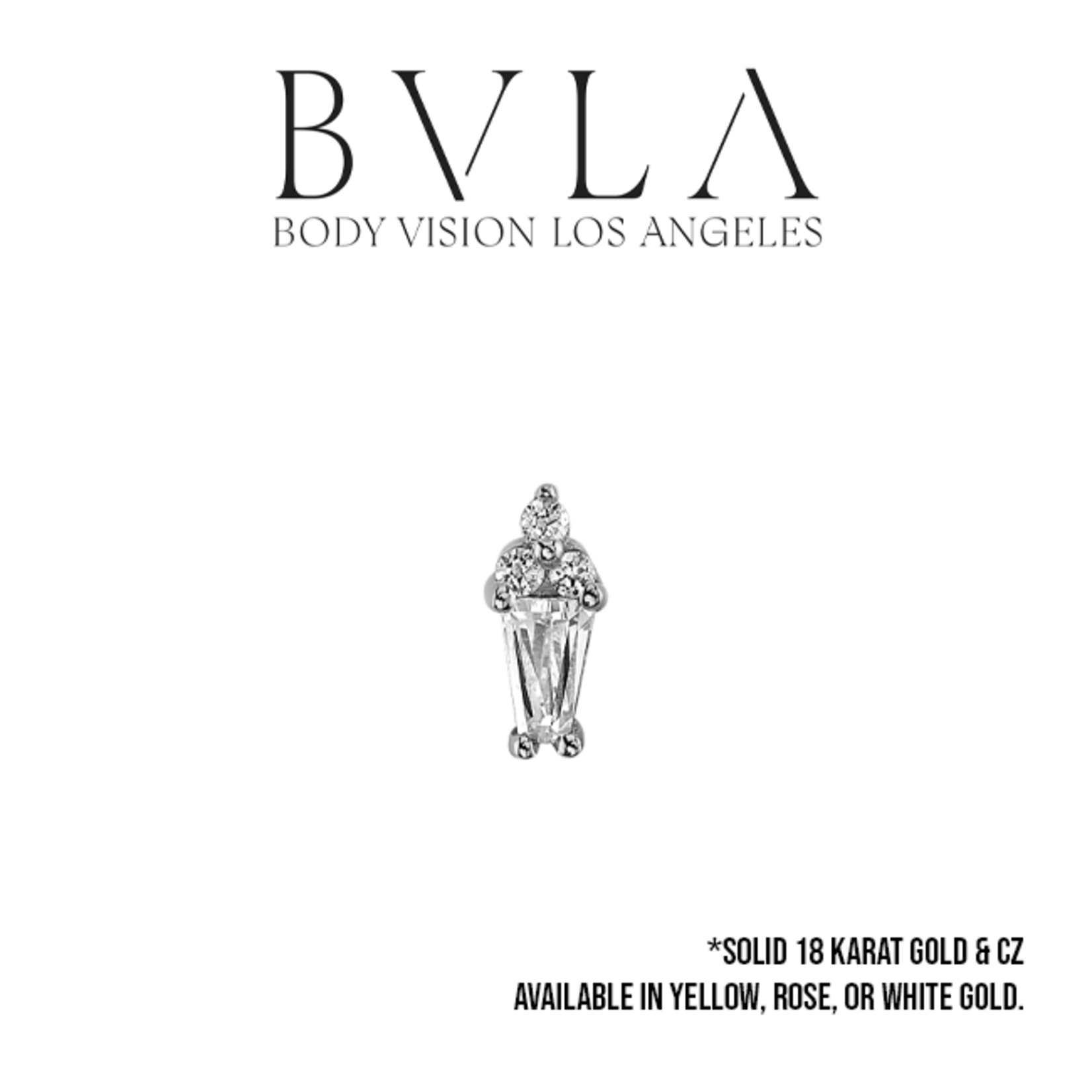 BVLA BVLA "Mirran" press fit end with 3x2x1 Baguette CZ & 3x 1.0 CZ accent