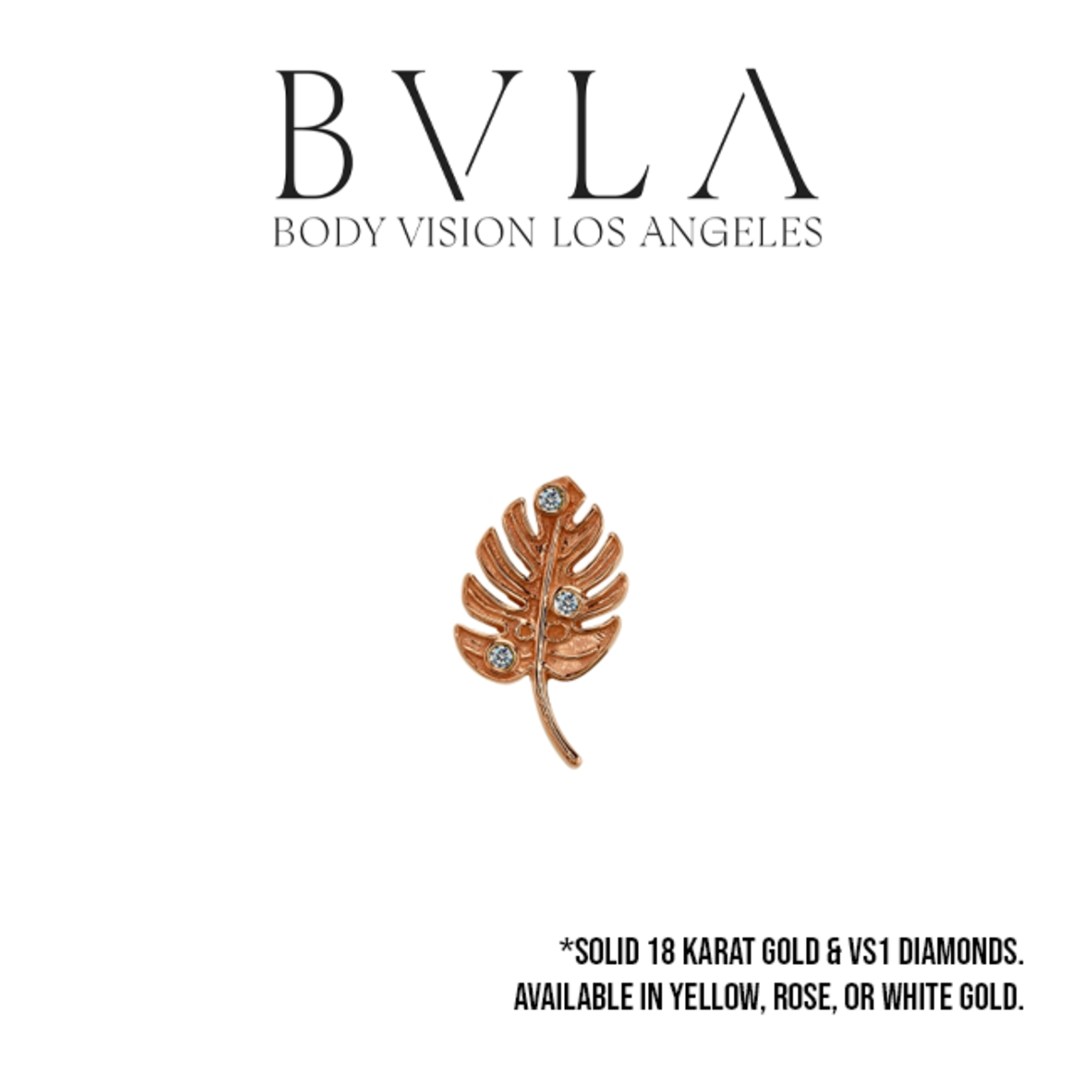 BVLA BVLA 13x7.5 "Misty Monstera" threaded end with 3x 1.0 VS1 diamonds