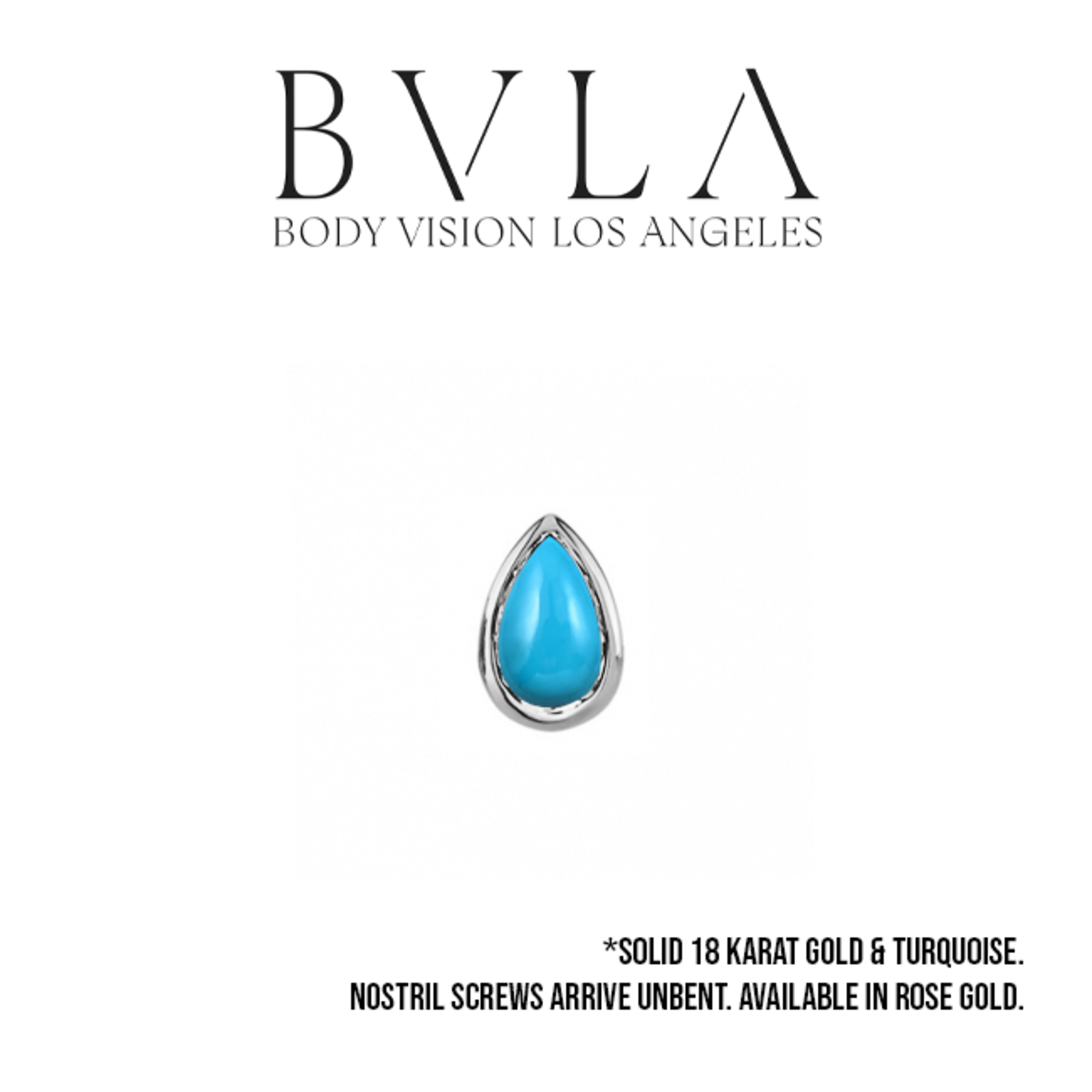 BVLA BVLA 20g 4x2.5 "Pear Bezel" nostril screw with Turquoise