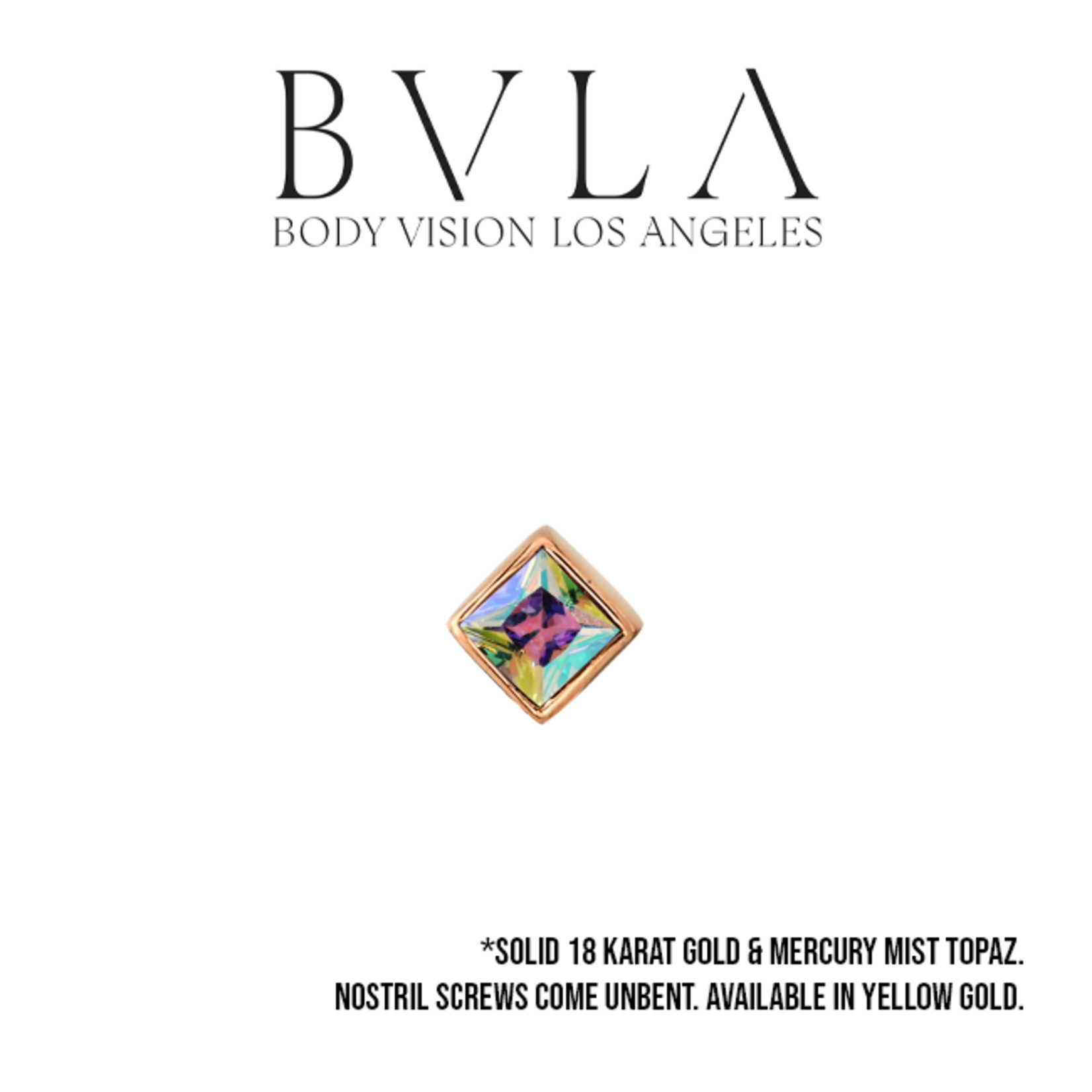 BVLA BVLA 20g "Princess Bezel" nostril screw with 2.0 Mercury Mist Topaz