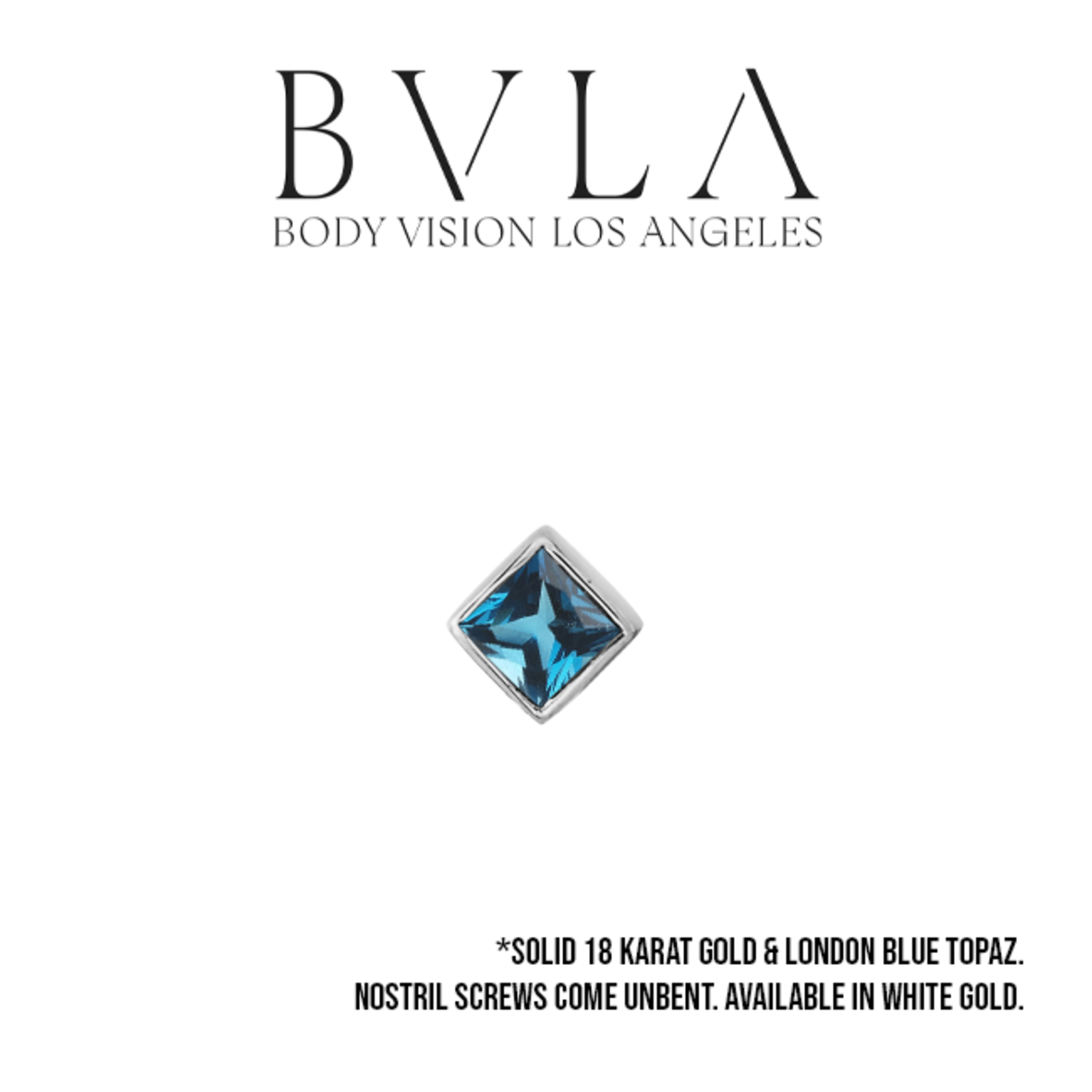 BVLA BVLA 20g "Princess Bezel" nostril screw with 2.0 AA London Blue Topaz