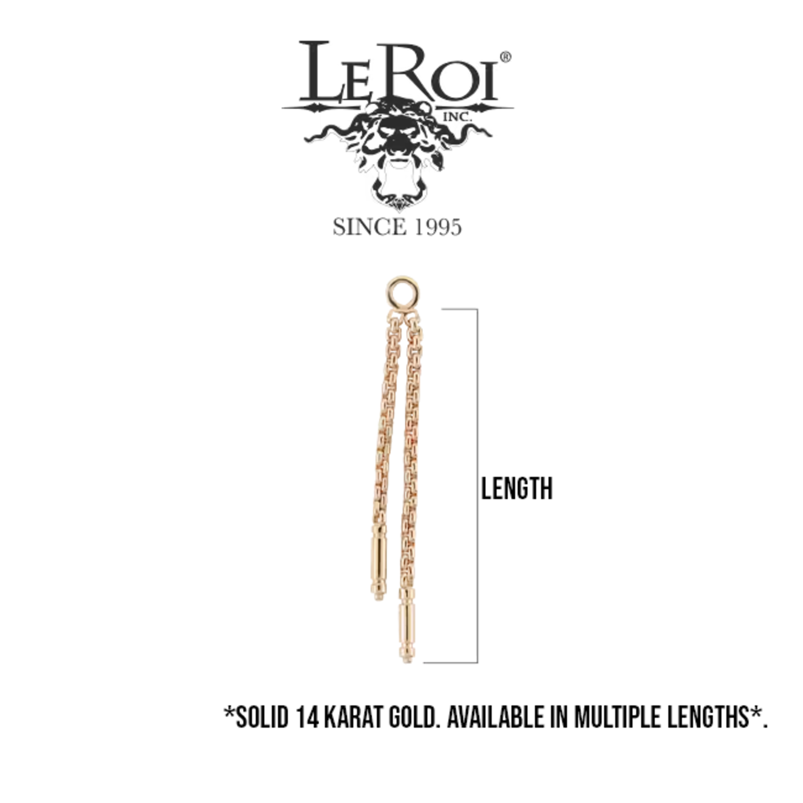 LeRoi LeRoi solid 14 karat gold "Meander II" chain with double dangle. 16.1mm length on 16g jump ring
