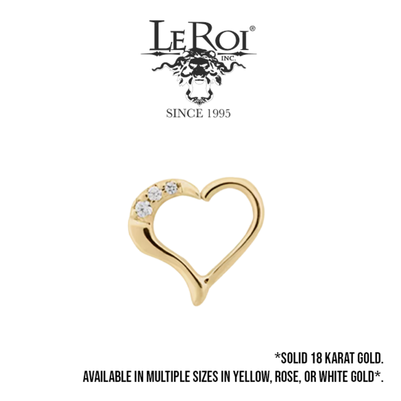 LeRoi Leroi 16g 3/8 "Mina" heart seam ring with CZ