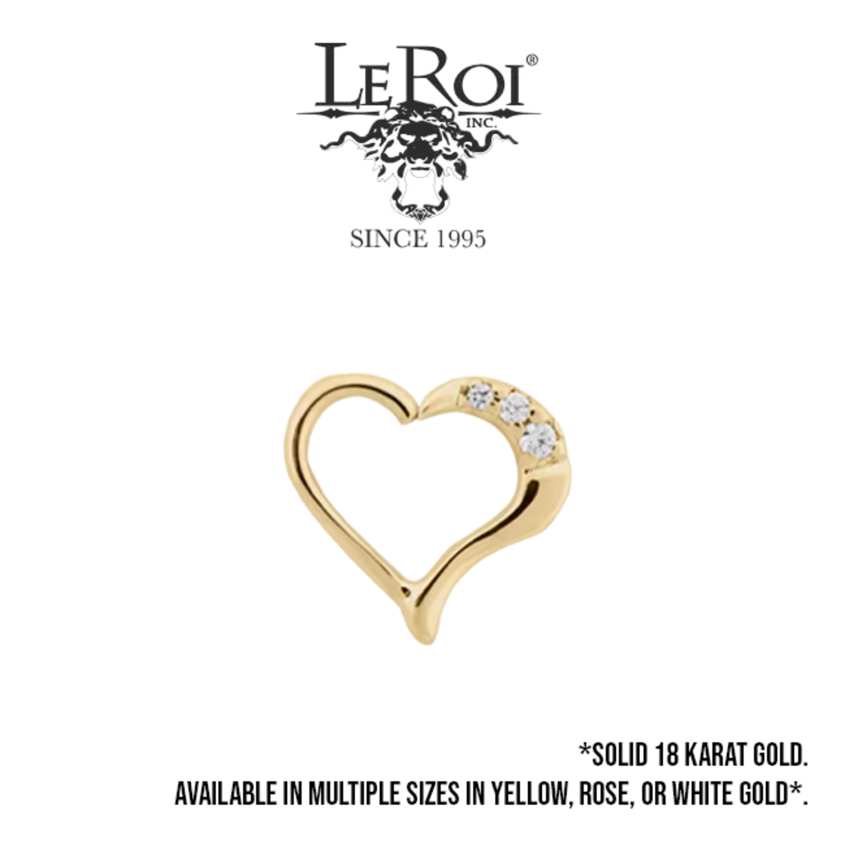 LeRoi Leroi 16g 3/8 "Mina" heart seam ring with CZ
