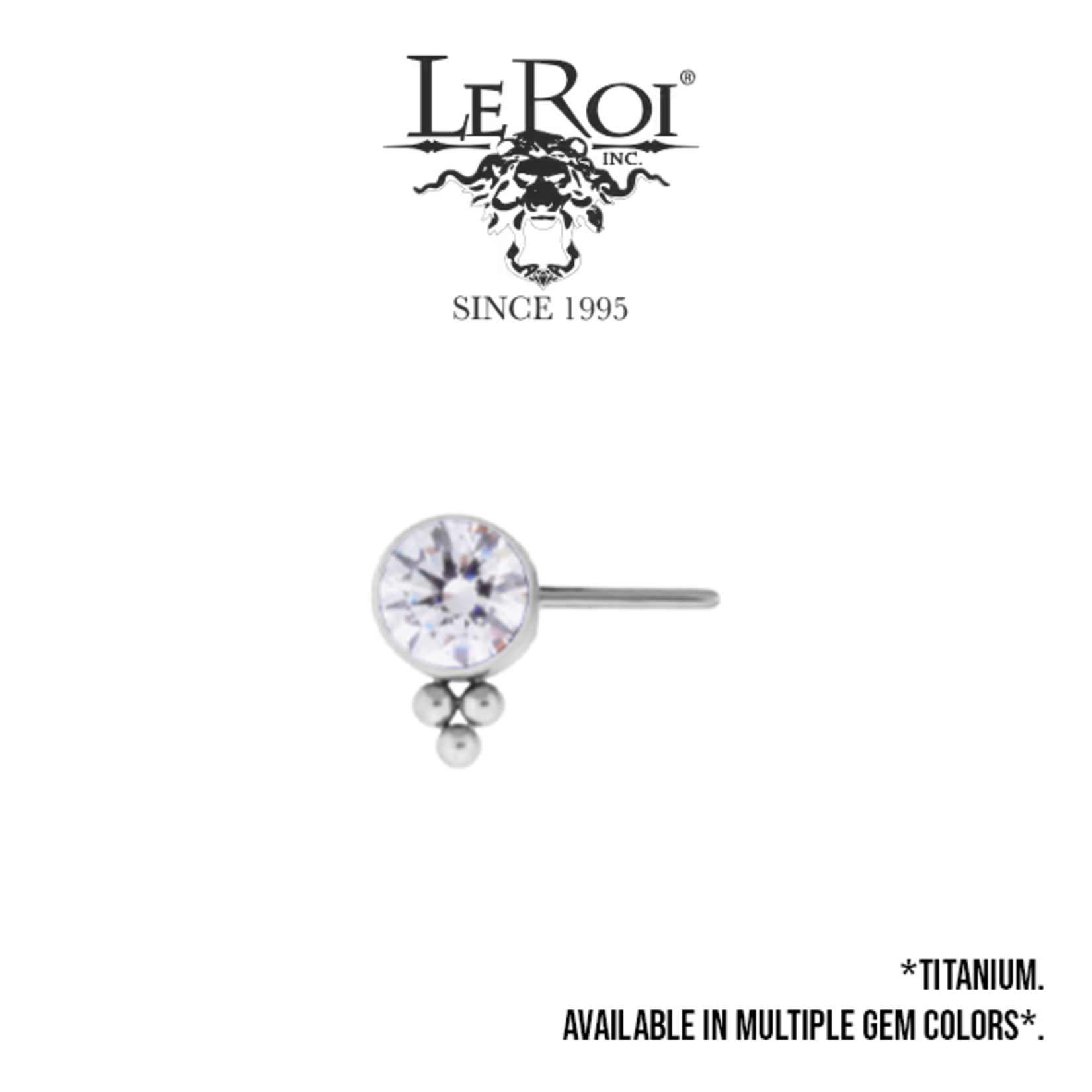 LeRoi LeRoi 12g titanium "Haute Couture" press fit end with 4.0 bezel set gem & beaded accent