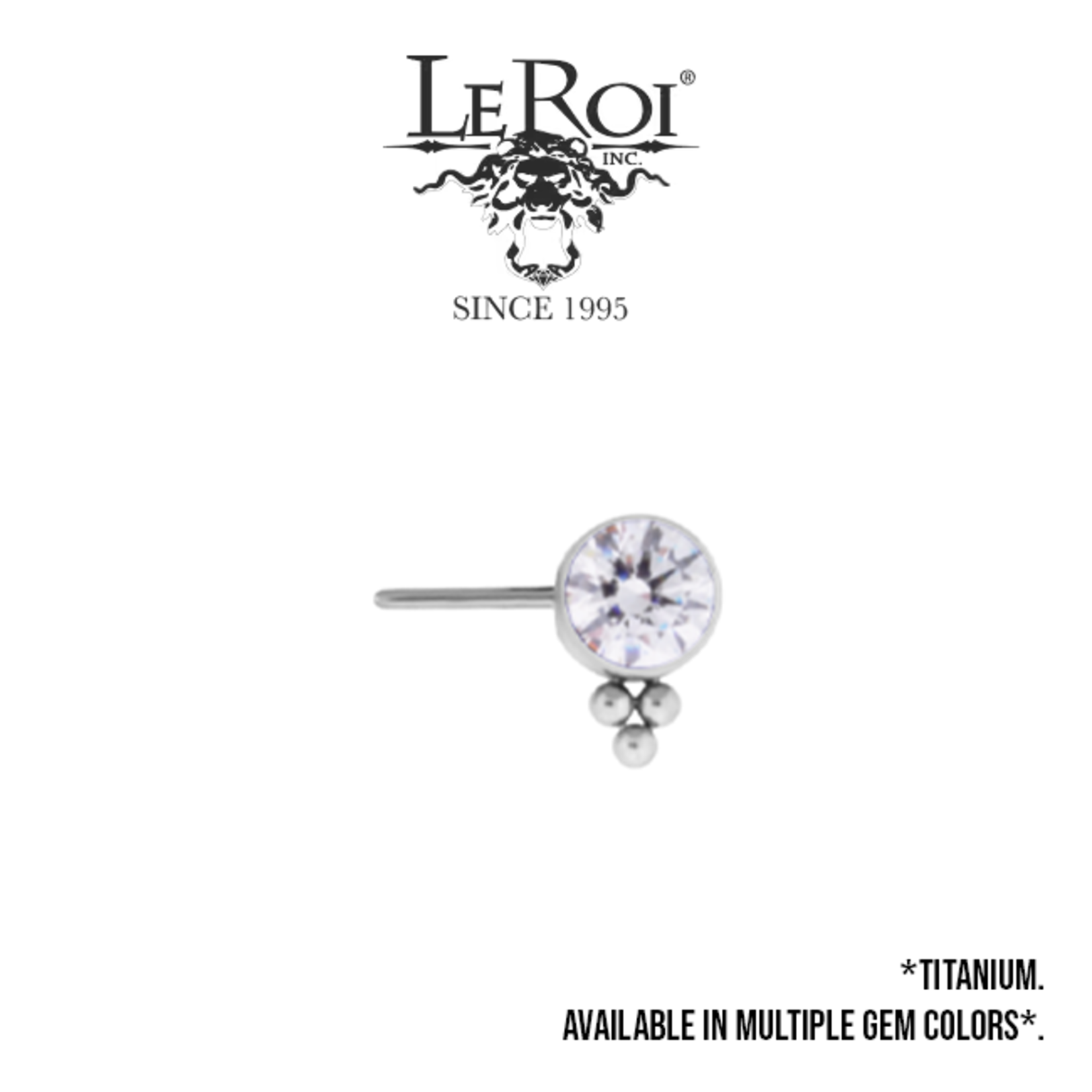 LeRoi LeRoi 12g titanium "Haute Couture" press fit end with 4.0 bezel set gem & beaded accent
