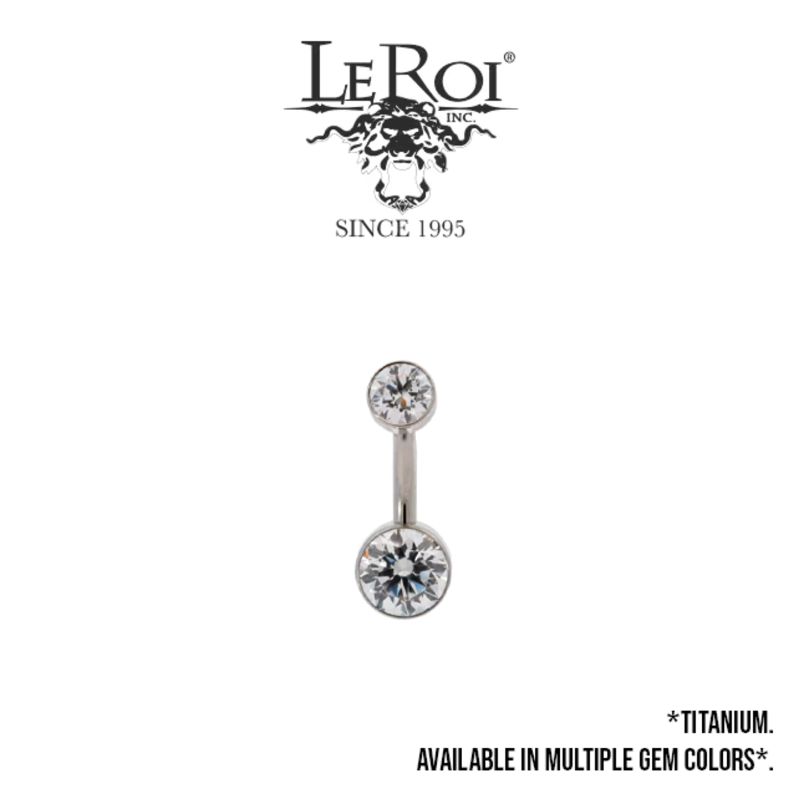 LeRoi Leroi 14g titanium bezel set double stone navel curve