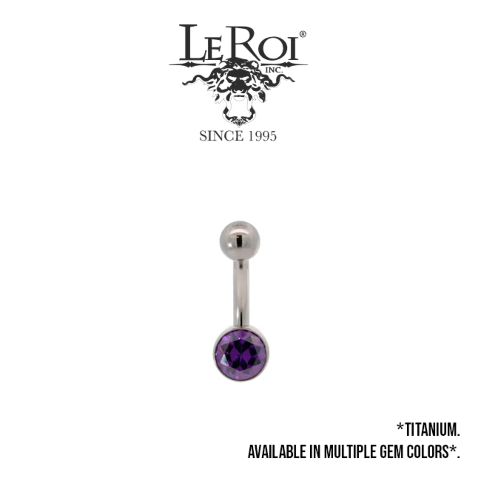LeRoi Leroi 14g 7/16  bezel set single stone navel curve