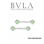 BVLA BVLA 12g "Prong Bell" Barbells with Seafoam Tourmaline. Sold as a Pair