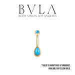 BVLA BVLA Yellow Gold 14g "Pear Bezel" Navel Curve with Turquoise
