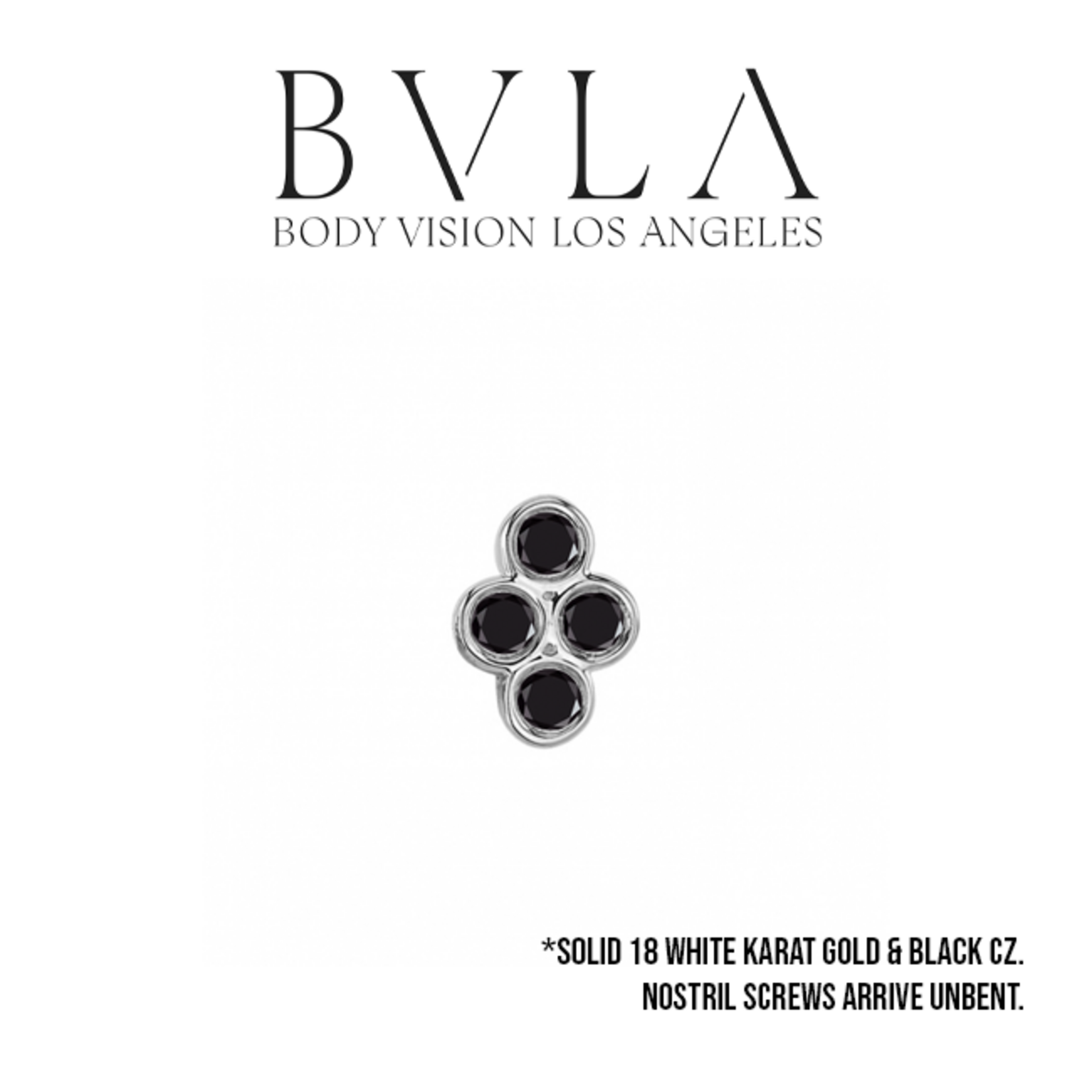 BVLA BVLA 18g "Quad Bezel Cluster" nostril screw with Black CZ