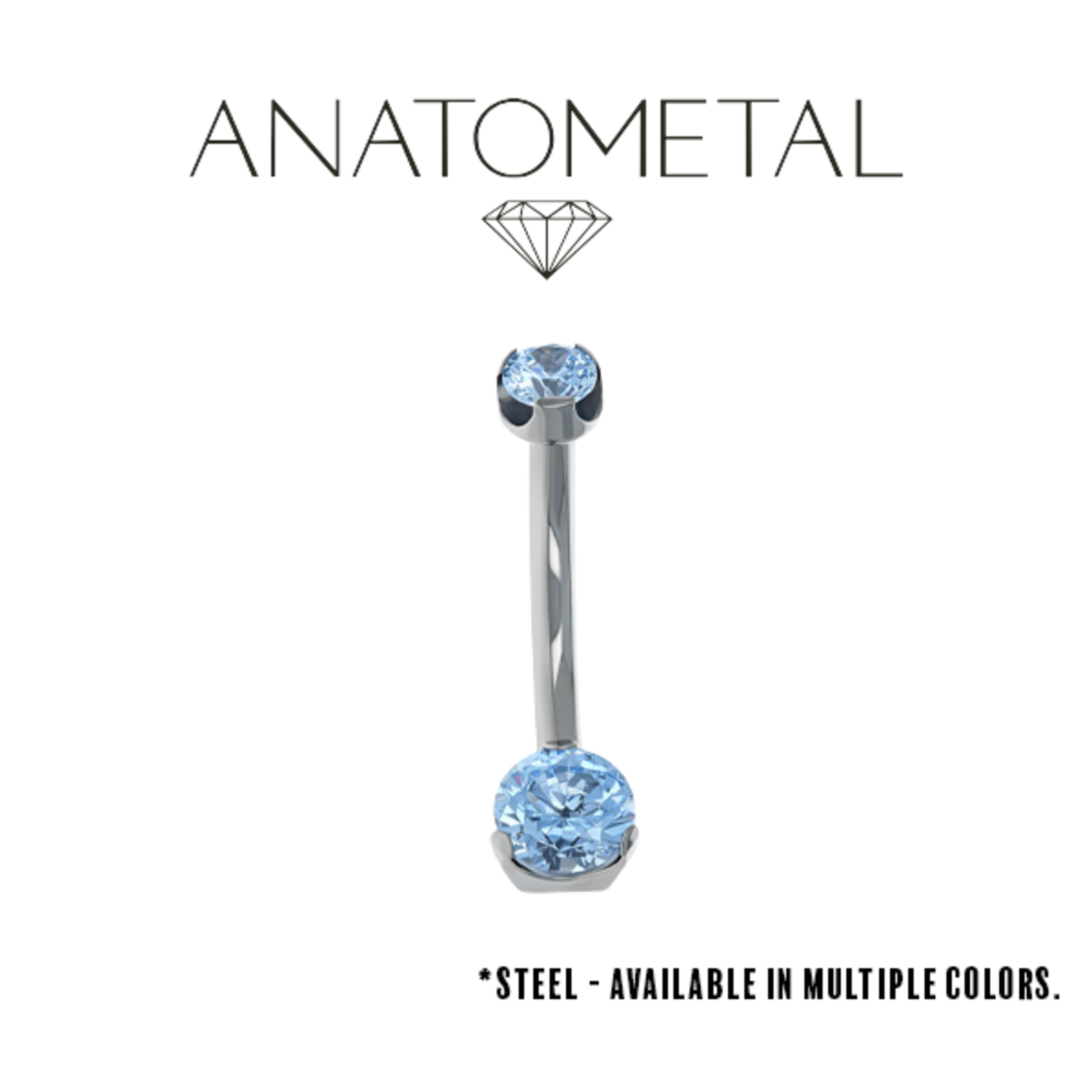Anatometal Anatometal 14g 7/16 steel prong-set navel curve