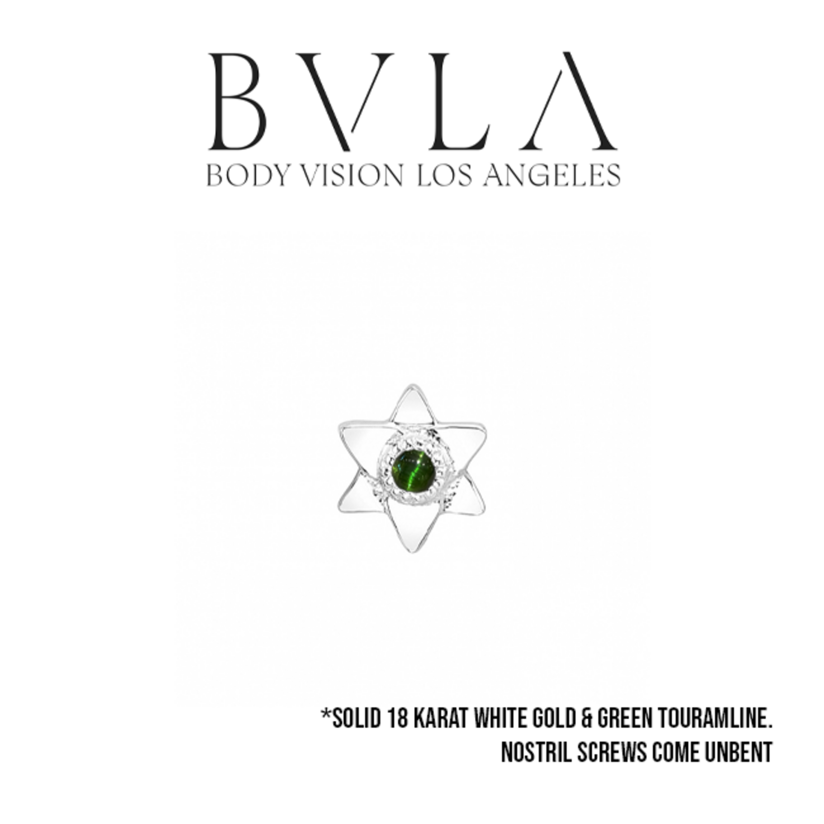 BVLA BVLA 20g "Lotus" nostril screw with 1.5 Green Tourmaline
