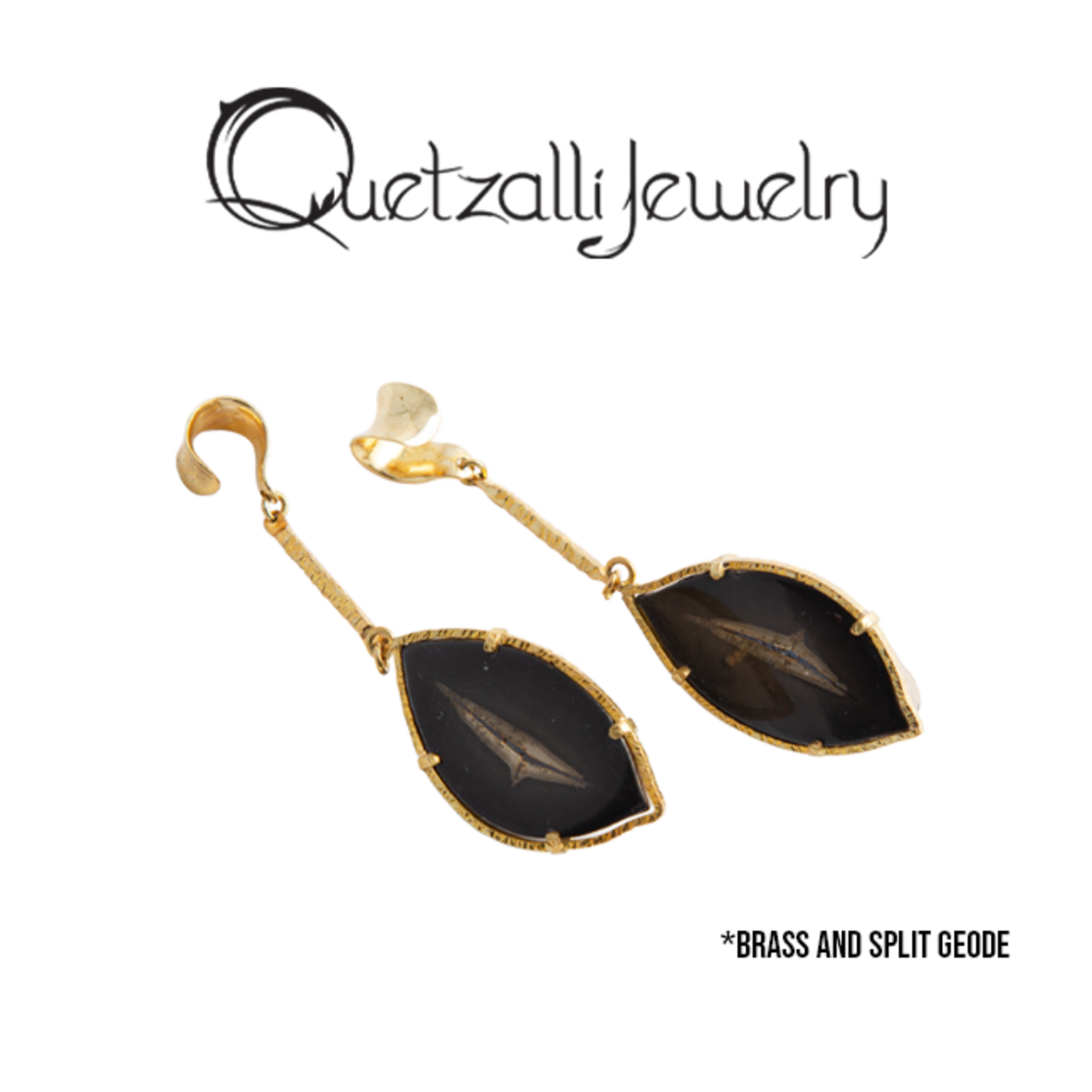 Quetzalli jewelry Quetzalli "Seeds" hanging design with split geode