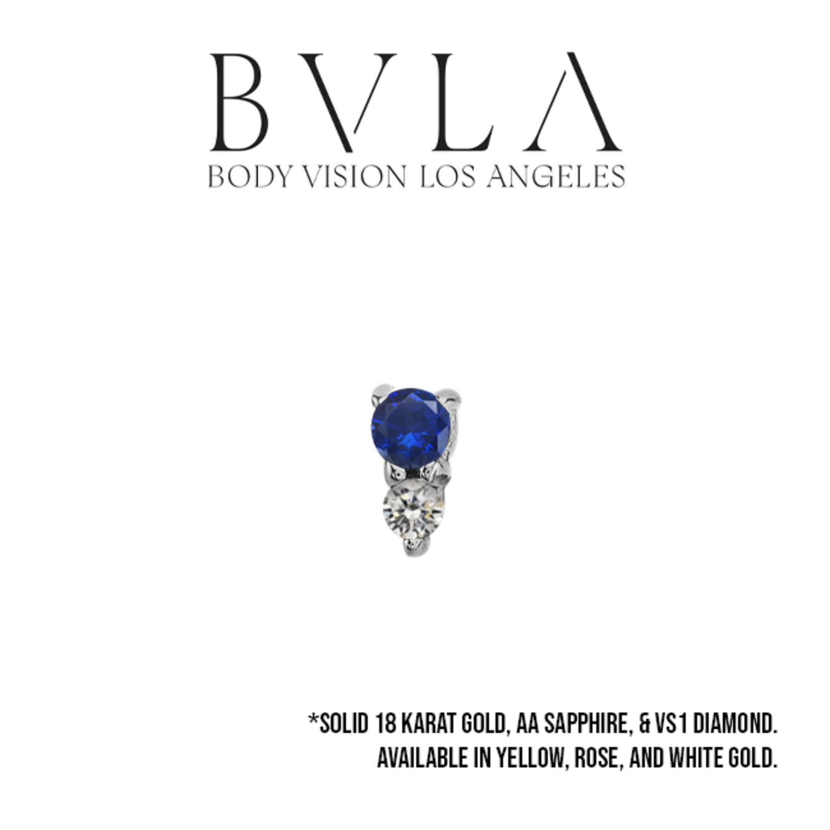 BVLA BVLA 16g 4.0x2.0mm "Jeanie 2" threaded end with 2.0mm AA Sapphire and 1.5mm VS1 Diamond