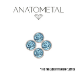 Anatometal Anatometal 16g Titanium 4 Gem Cluster with Light Blue CZ
