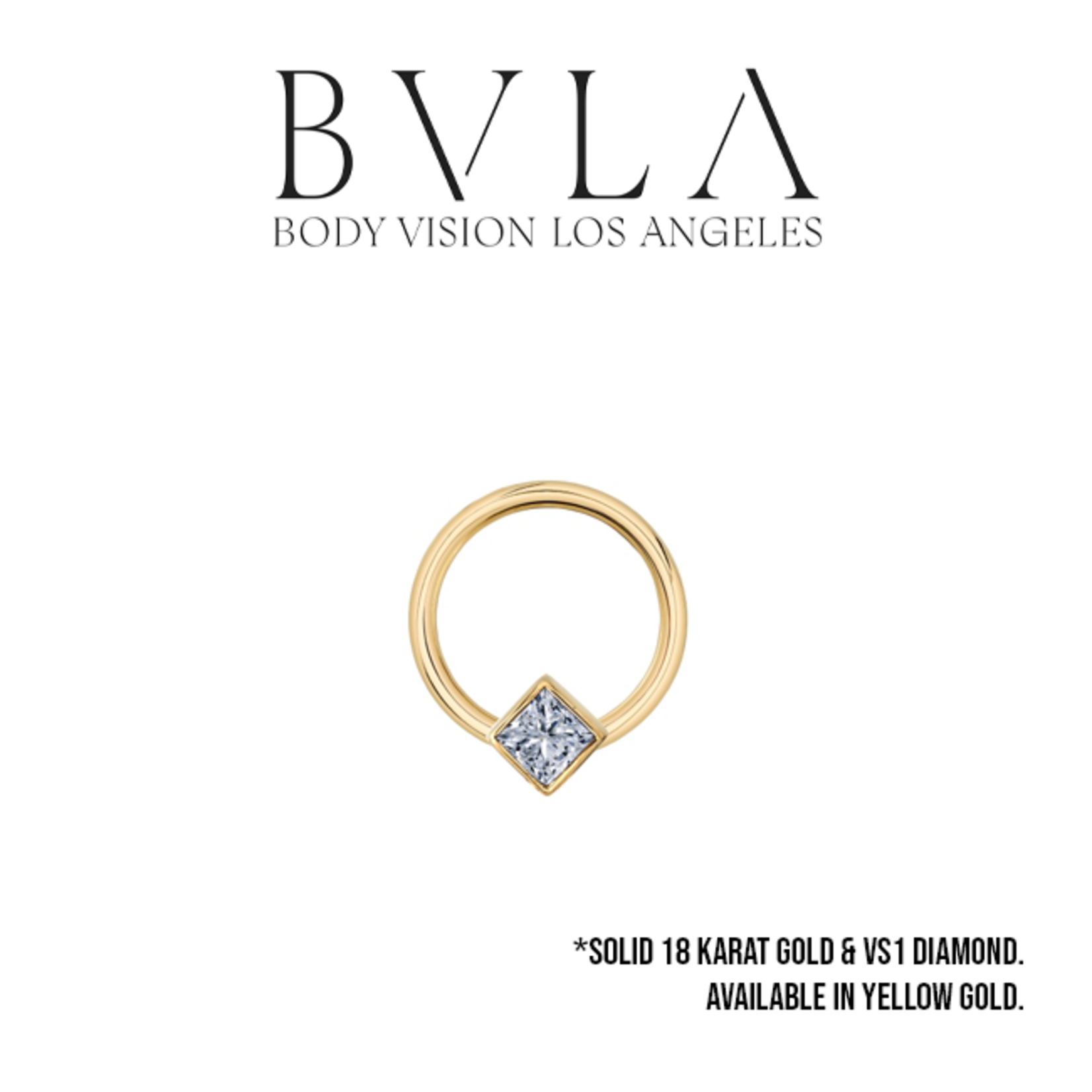 BVLA BVLA 16g "Princess Fixed Ring" with bezel-set 2.0 princess VS1 diamond