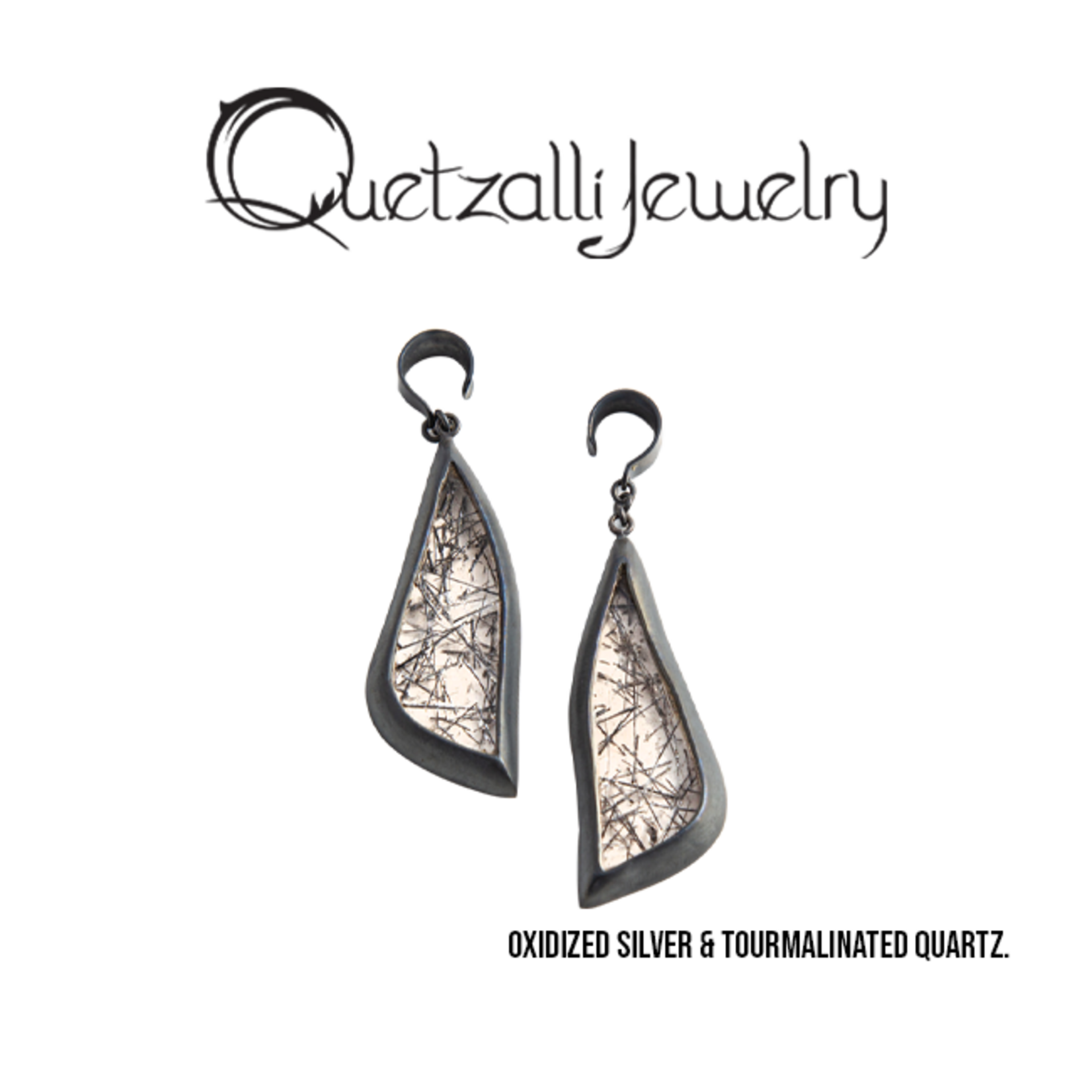 Quetzalli jewelry Quetzalli Tourmalinated Quartz hanging design