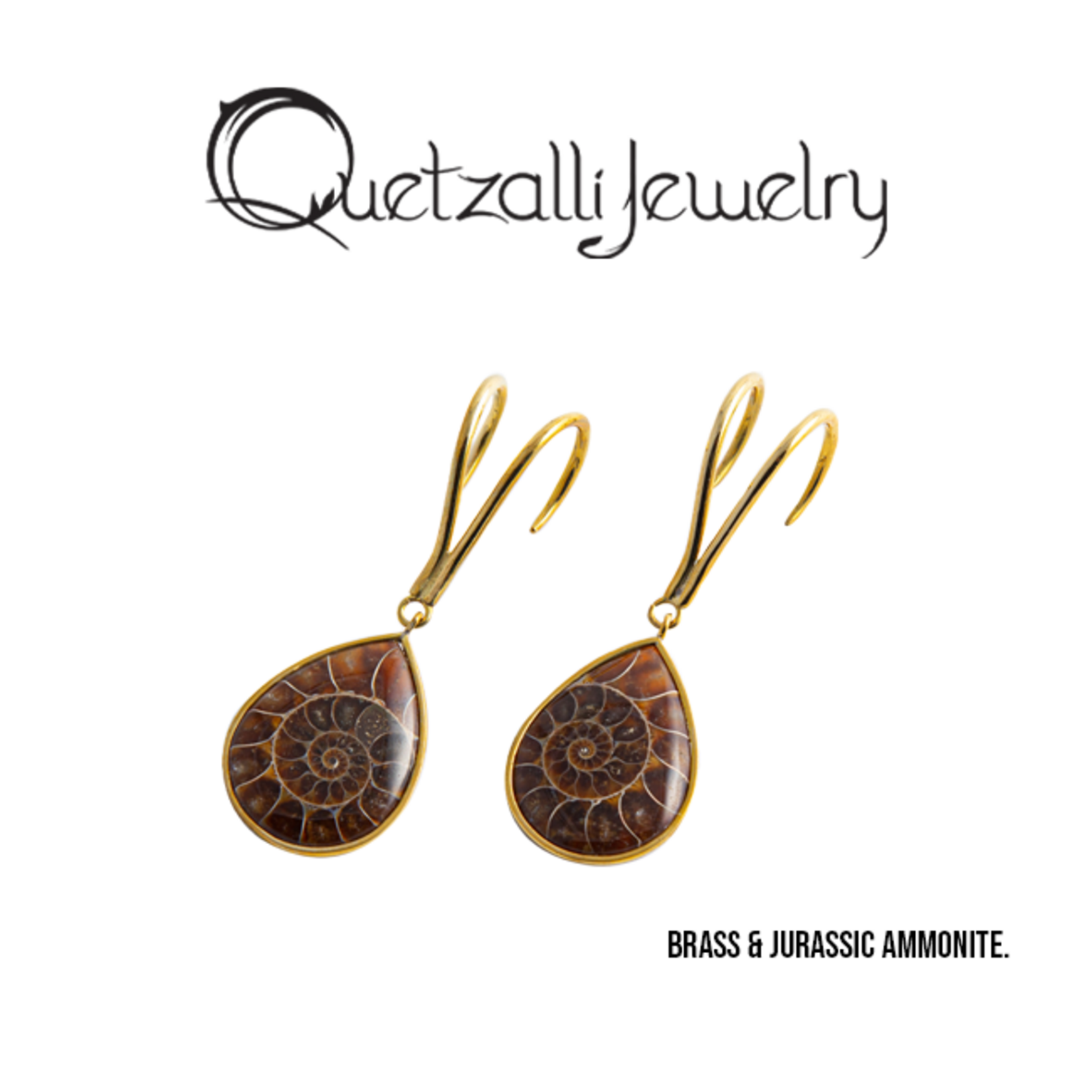 Quetzalli jewelry Quetzalli Ammonite Teardrop hanging design