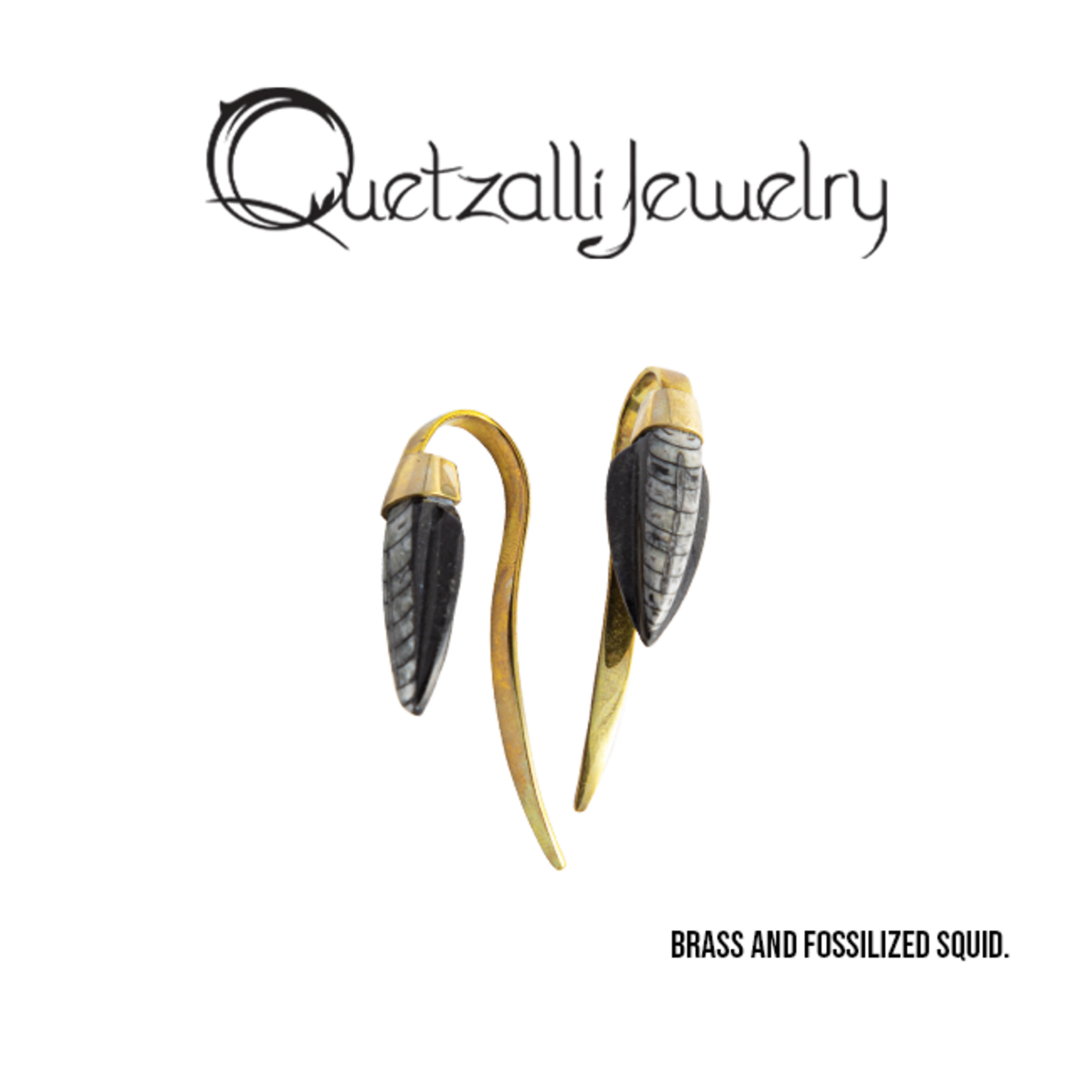 Quetzalli jewelry Quetzalli Fossilized Squid hanging design