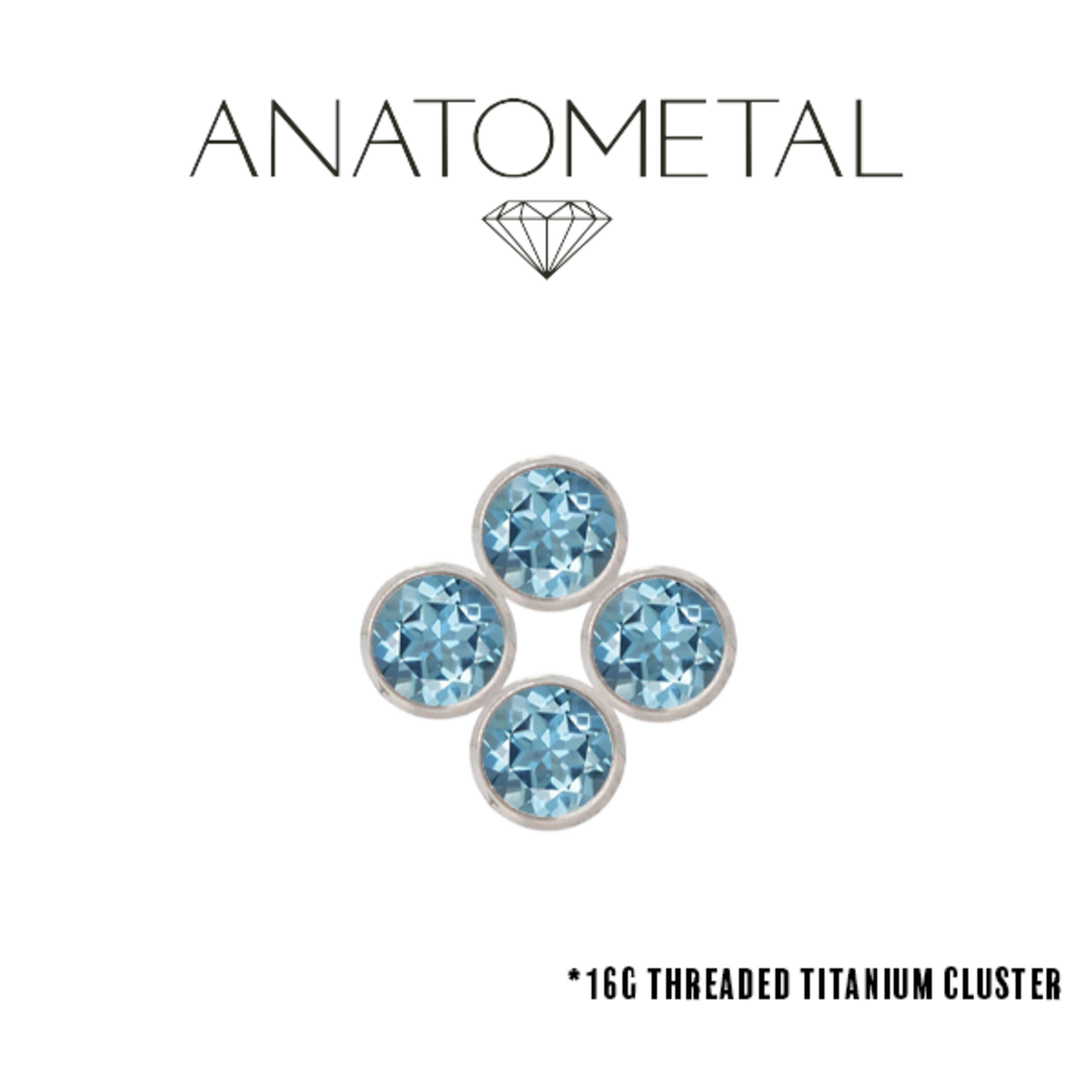 Anatometal 16g Anatometal titanium threaded 4-gem square cluster