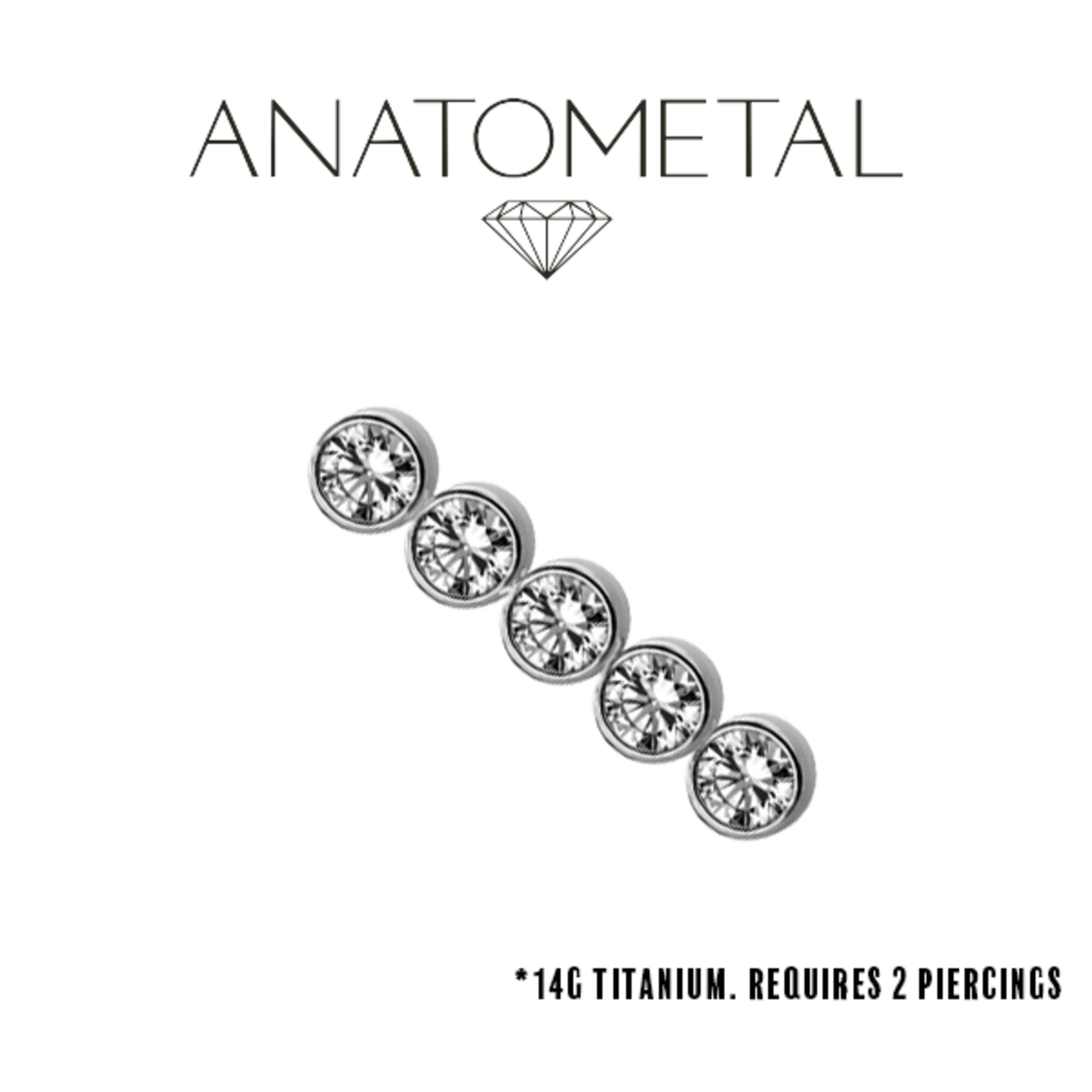Anatometal Anatometal 16g titanium 5 gem linear cluster double threaded end