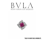 BVLA BVLA 14g "Beaded Princess Bezel" Threaded End with 2.0mm Rhodolite