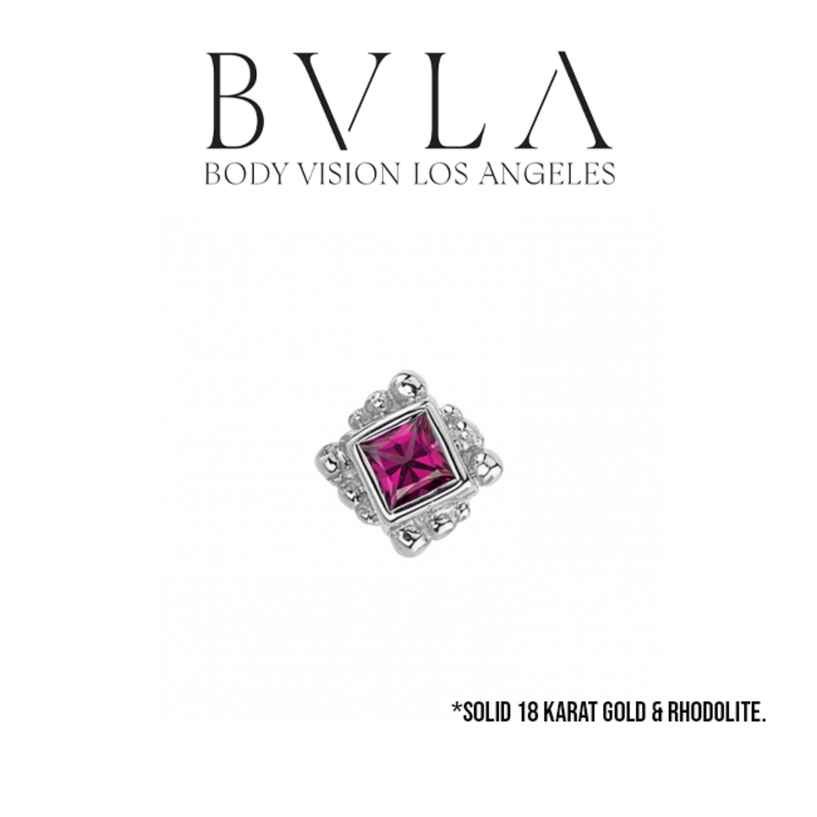 BVLA BVLA 14g "Beaded Princess Bezel" threaded end with 2.0 rhodolite garnet