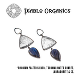 Diablo Organics Diablo Organics Tourmalinated Quartz, Labradorite & CZs on Teardrop Coil