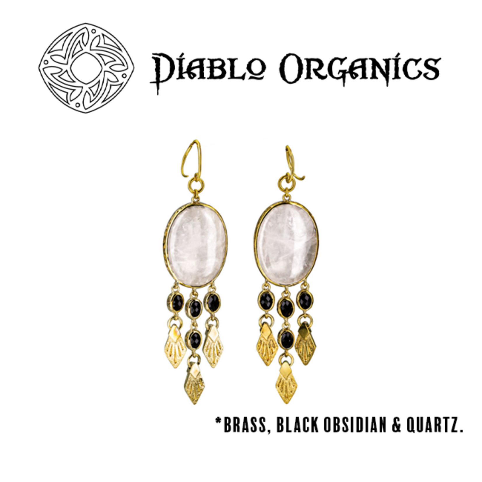 Diablo Organics Diablo Organics "Jollie" with quartz & black obsidian on teardrop coils