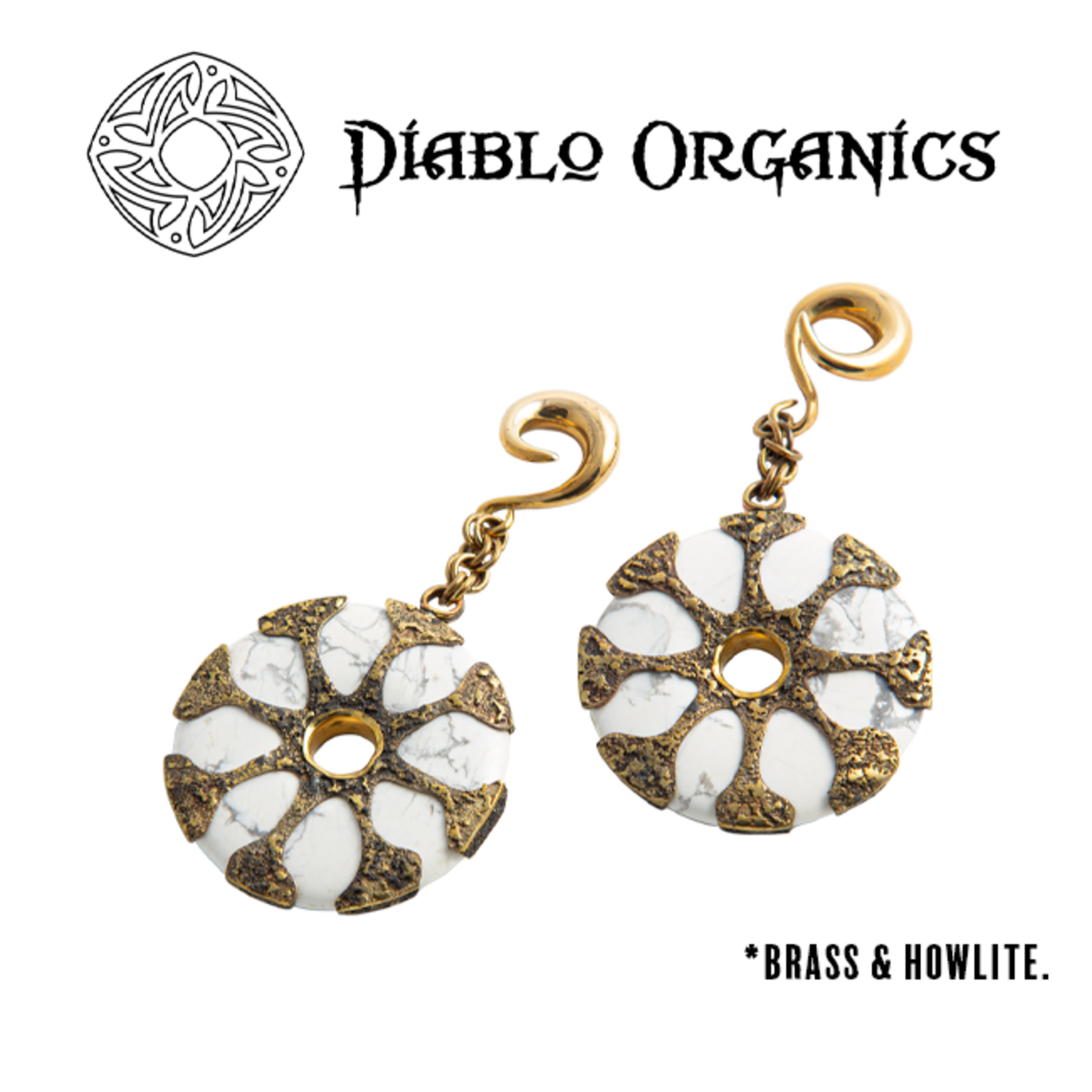 Diablo Organics Diablo Organics Howlite Disks with antiqued brass on large classic coil