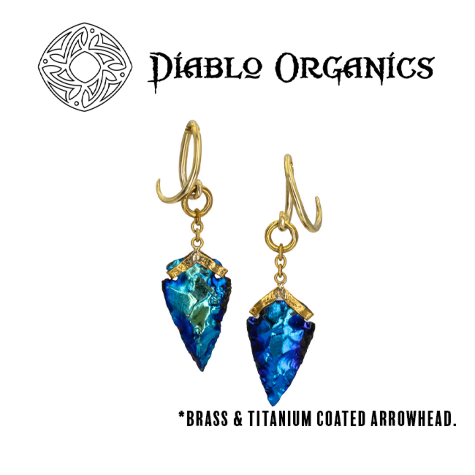 Diablo Organics Diablo Organics titanium coated chalcedony arrowheads on teardrop coils