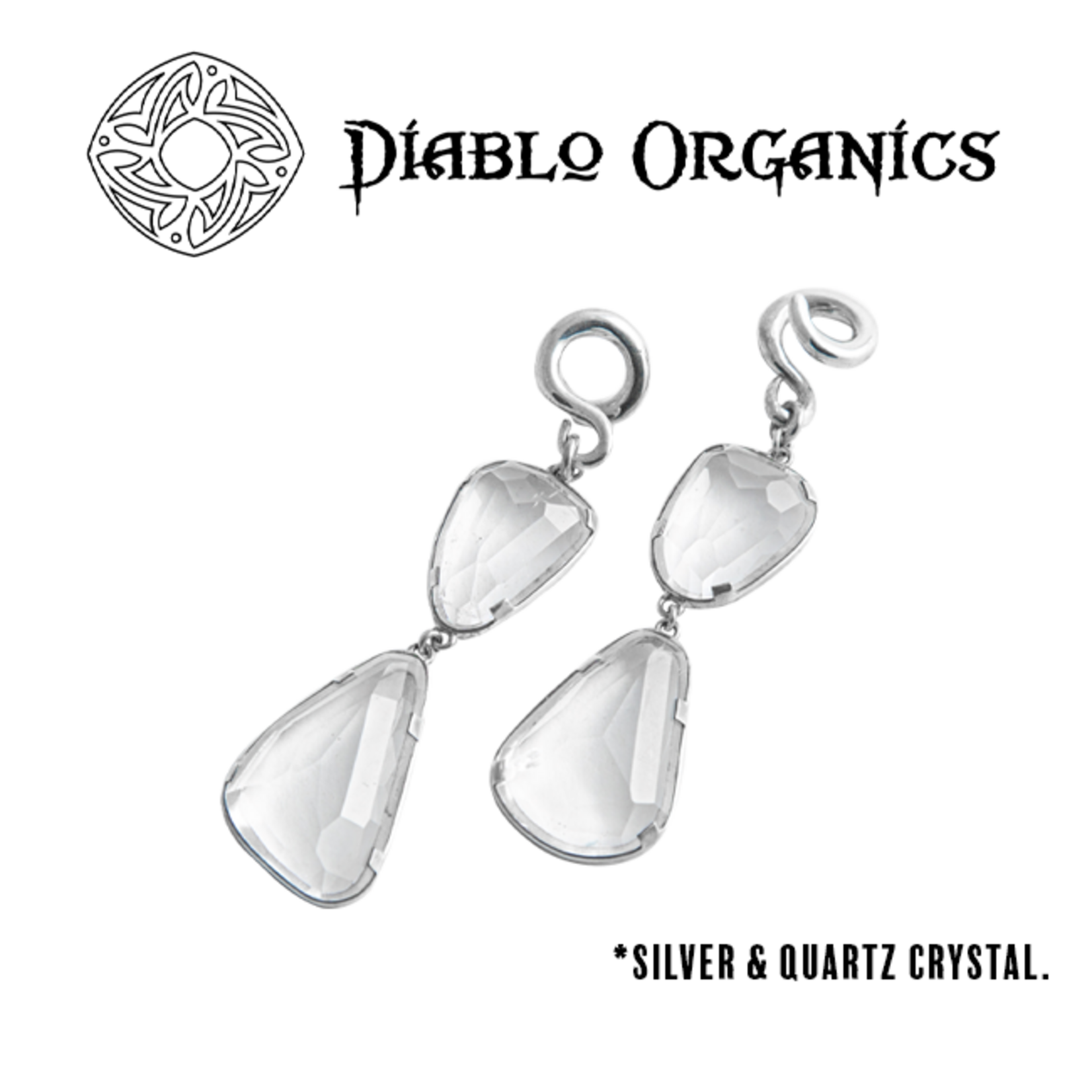 Diablo Organics Diablo Organics Free-Form 2-stone hanging design with faceted quartz crystal on classic coil