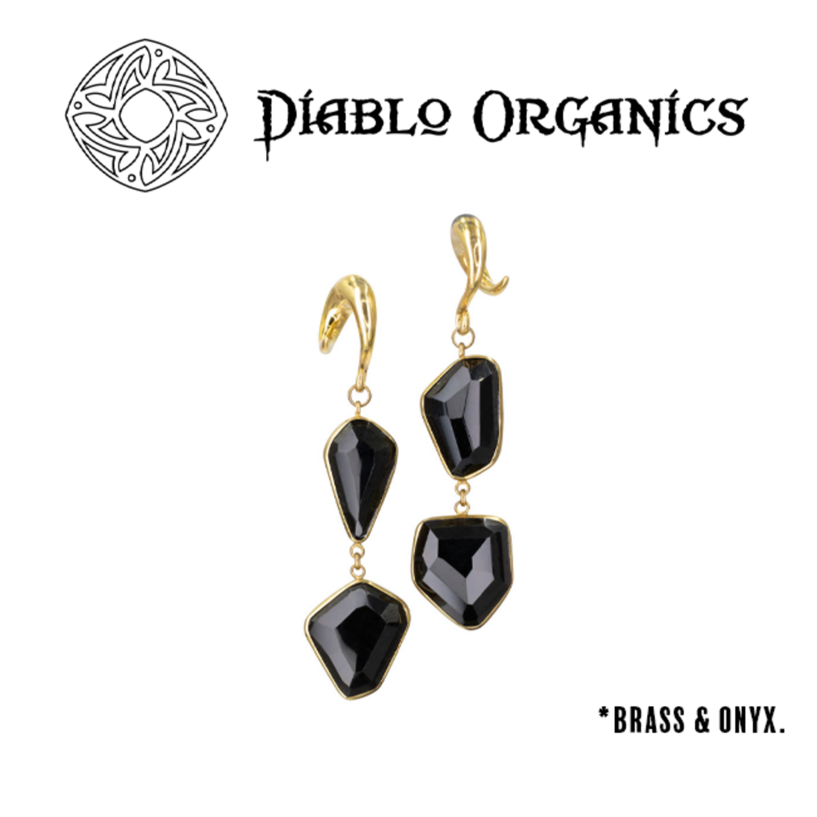 Diablo Organics Diablo Organics Free-Form 2-stone hanging design with faceted onyx on classic coil