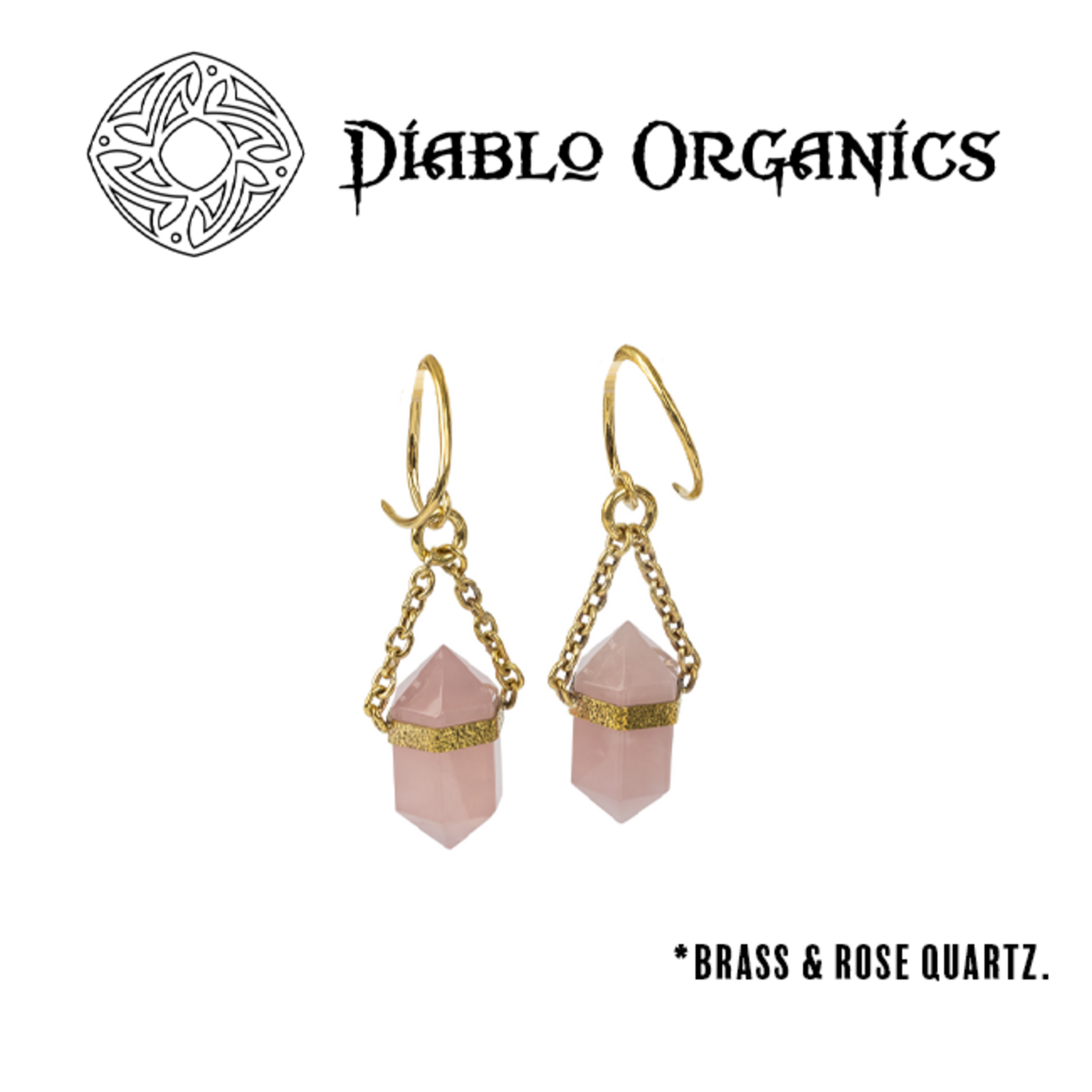 Diablo Organics Diablo Organics Small Rose Quartz points on teardrop coils