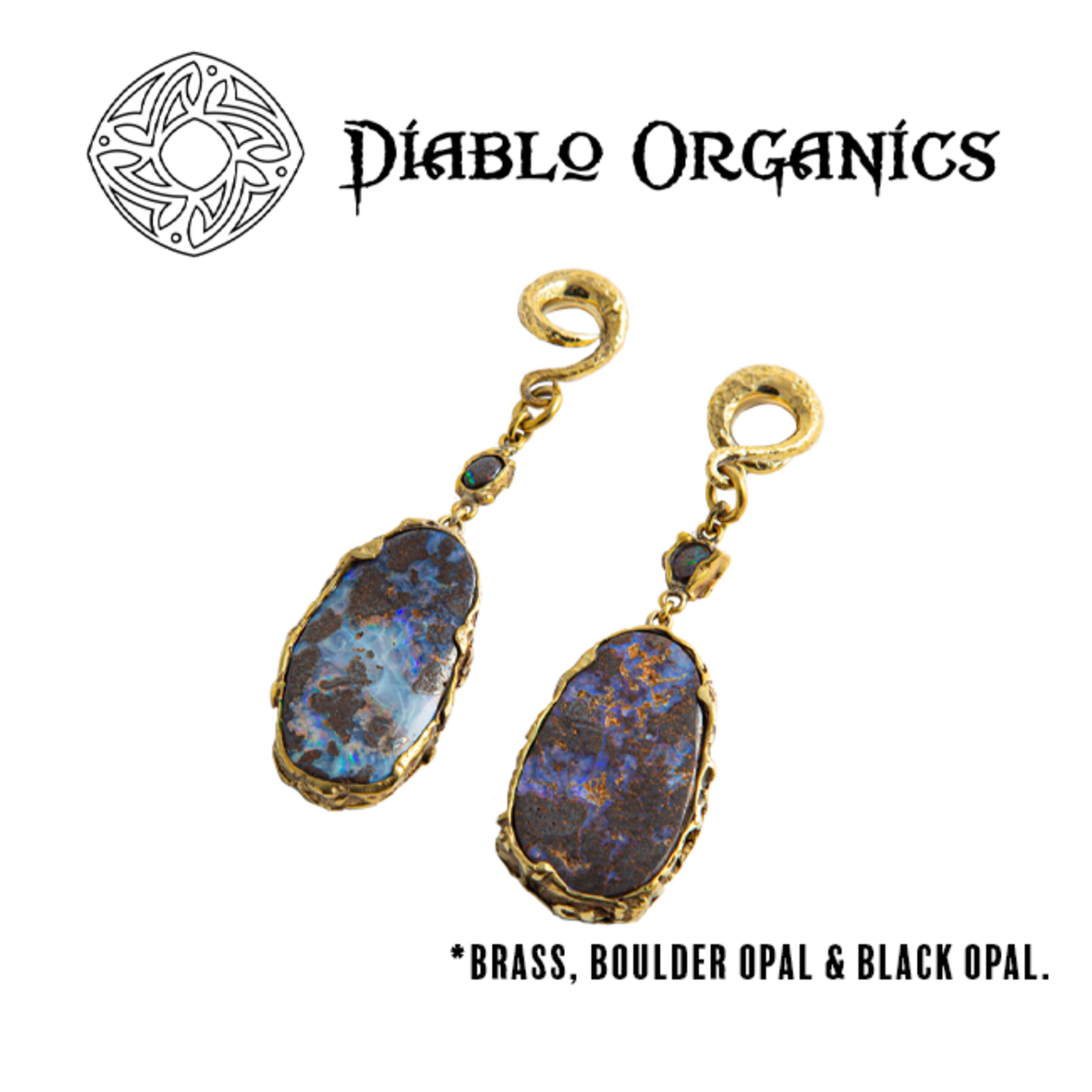 Diablo Organics Diablo Organics Boulder Opal with Black Opal accent on distressed classic coil