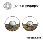 Diablo Organics Diablo Organics Distressed Half-Moon Hoops with Ocean Jasper
