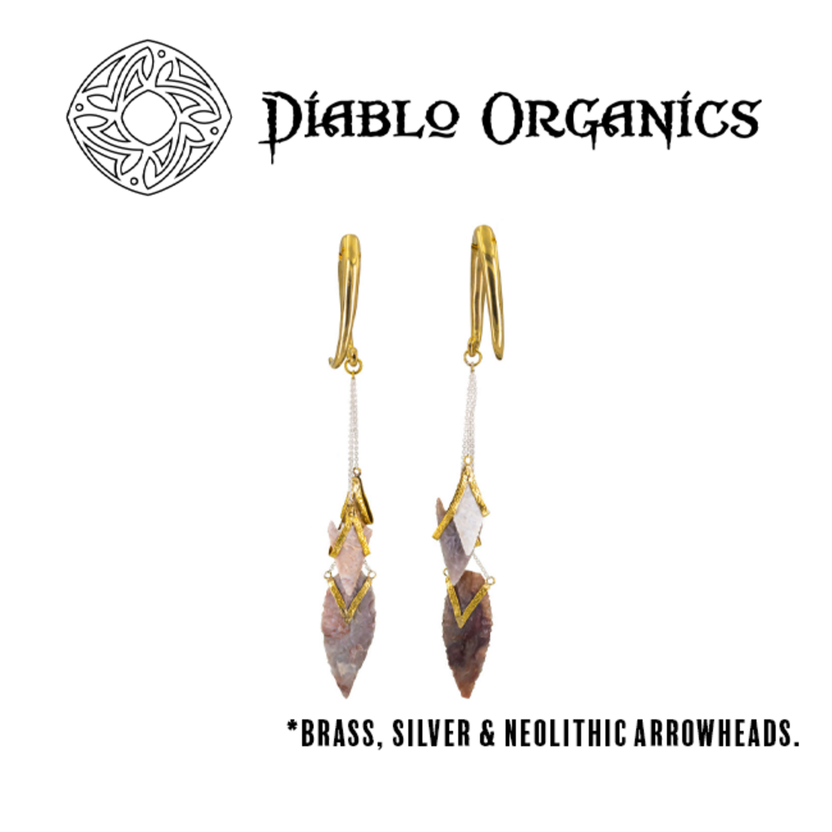 Diablo Organics Diablo Organics Neolithic Arrowheads on silver chain and teardrop coils