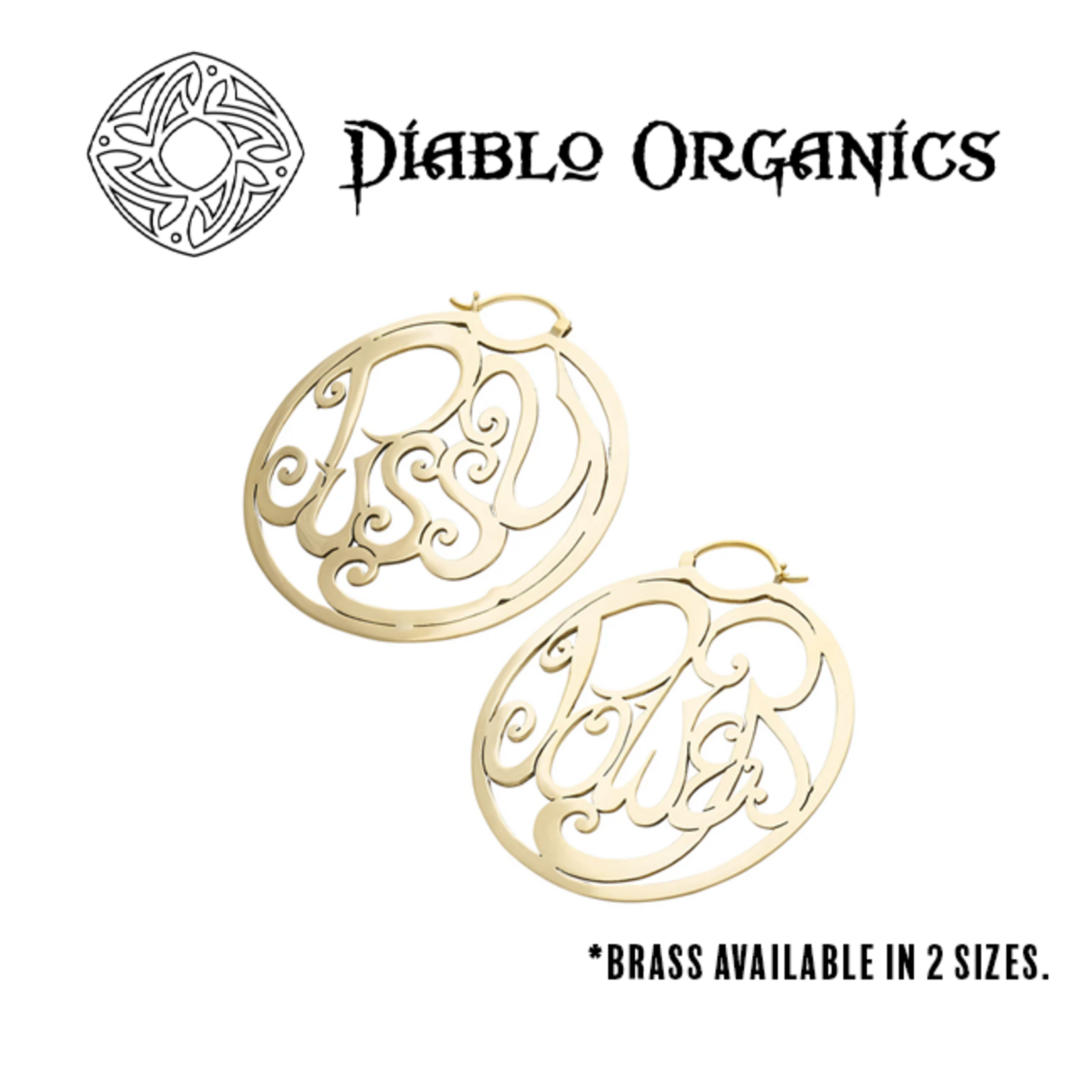 Diablo Organics Diablo Organics brass "Pussy Power" hoops