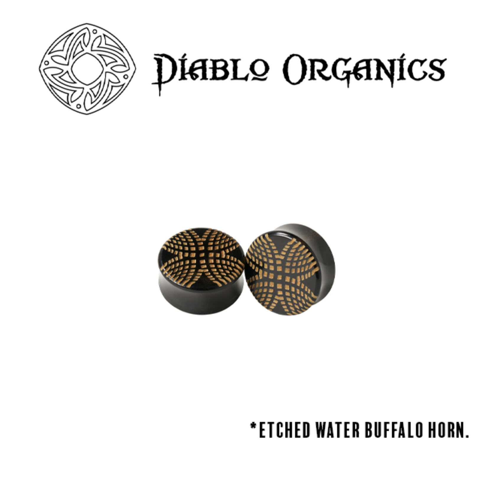 Diablo Organics Diablo Organics etched buffalo horn double flared plugs