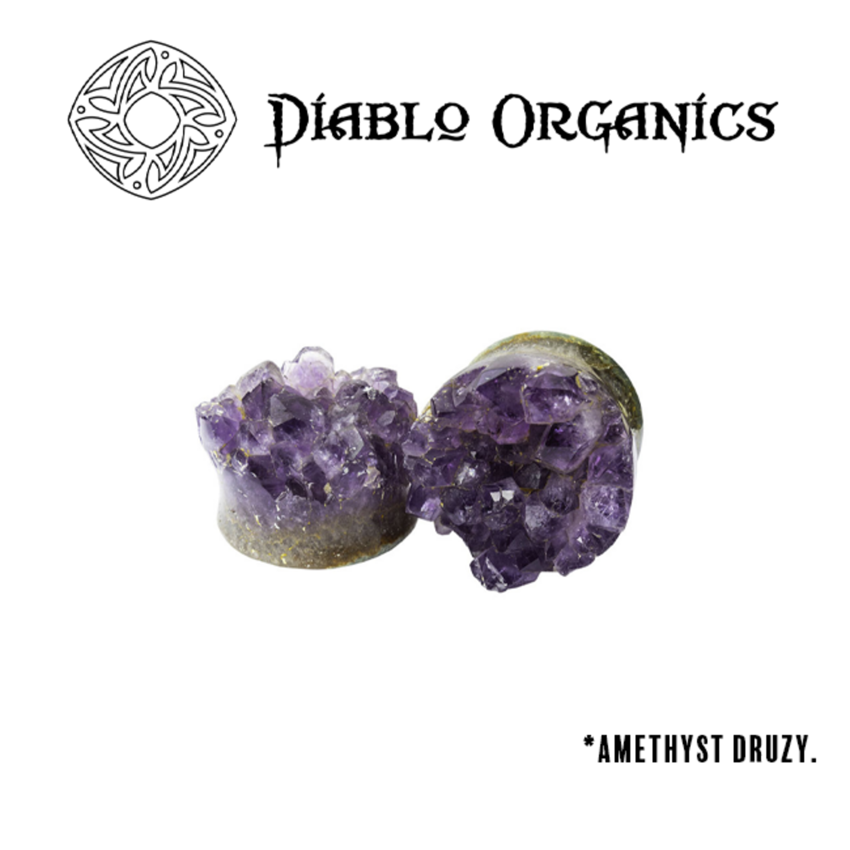 Diablo Organics Diablo Organics double flared amethyst druzy plugs
