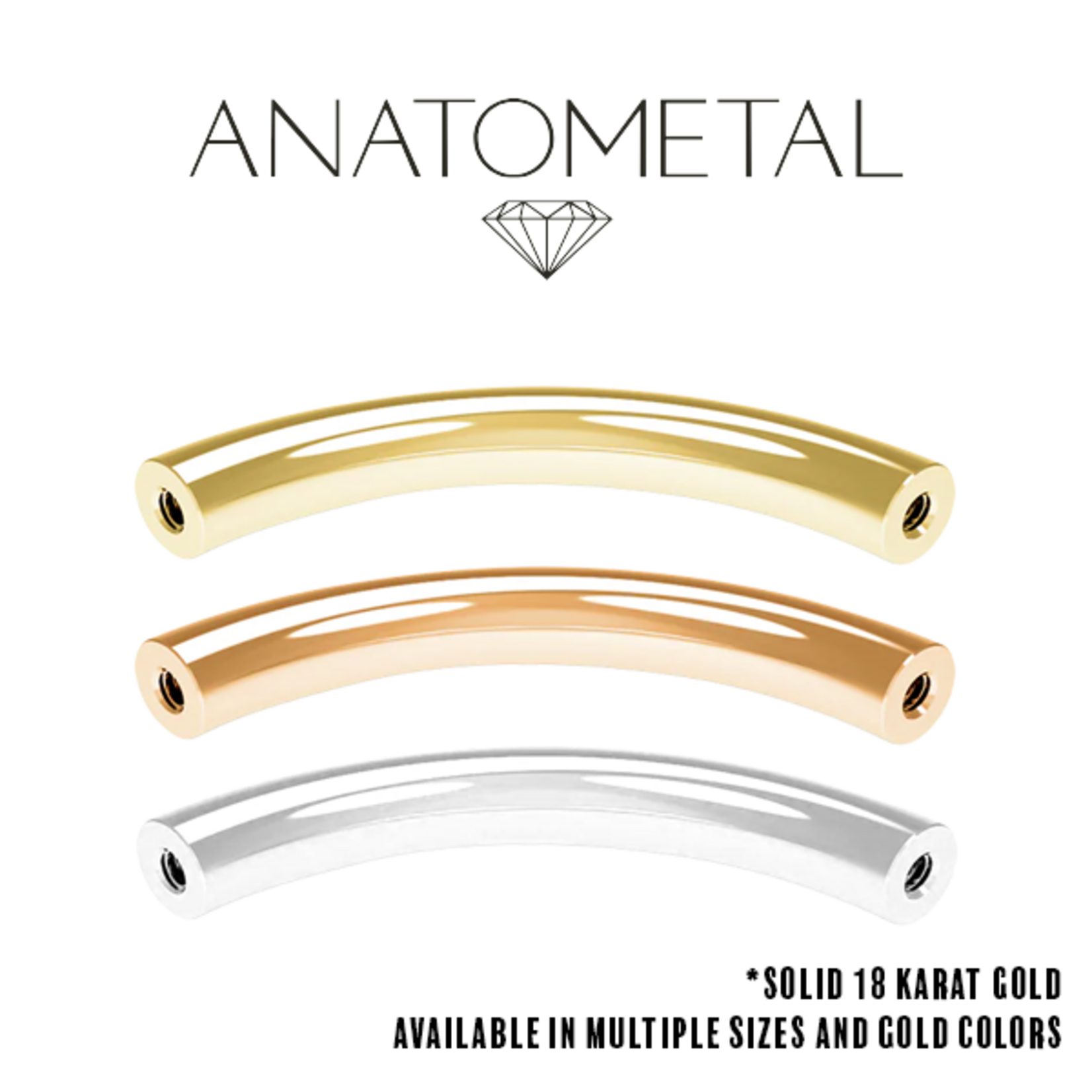 Anatometal Anatometal 14g gold curved barbell with 3/16 beads