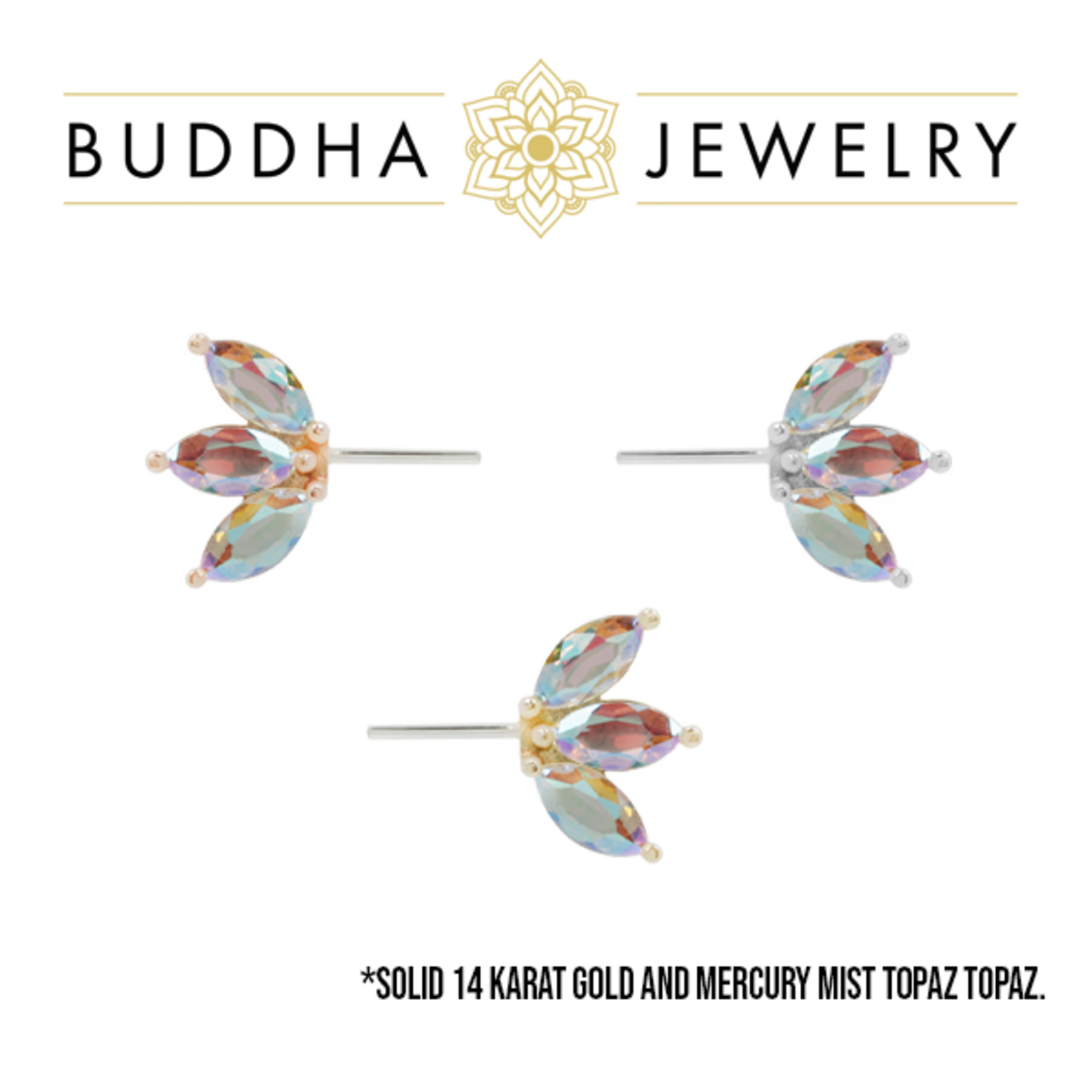 Buddha Jewelry Organics Buddha Jewelry Organics forward facing "Moet" press fit end with mercury mist topaz