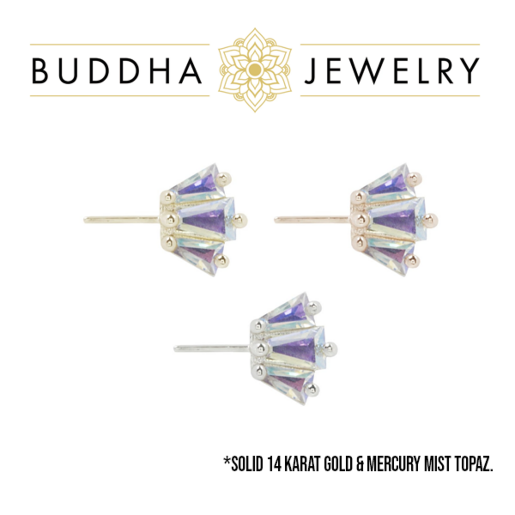 Buddha Jewelry Organics Buddha Jewelry Organics forward facing "Gemma Trio" press-fit end with mercury mist topaz