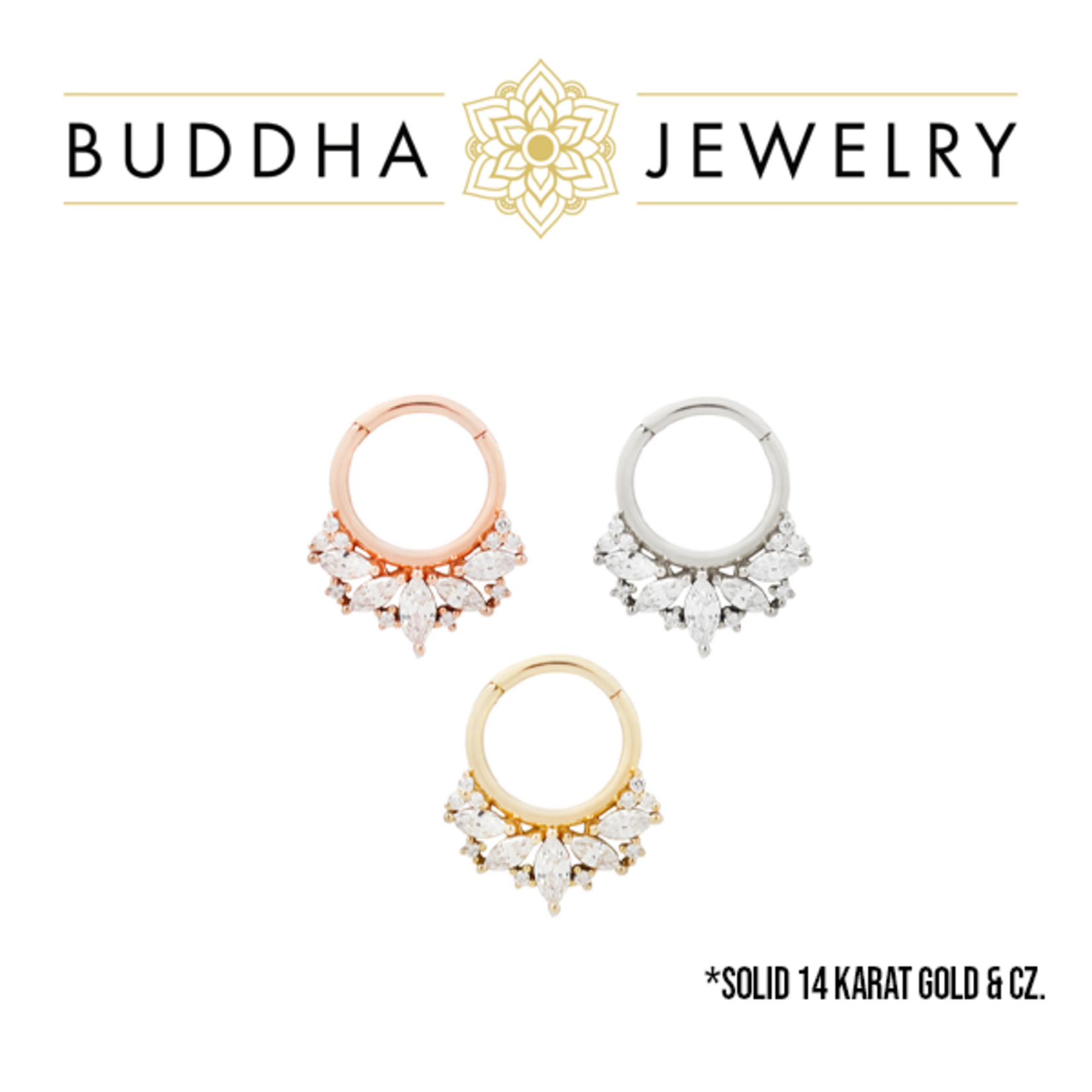 Buddha Jewelry Organics Buddha Jewelry Organics 16g "Elite" clicker with brilliant and marquise CZ's